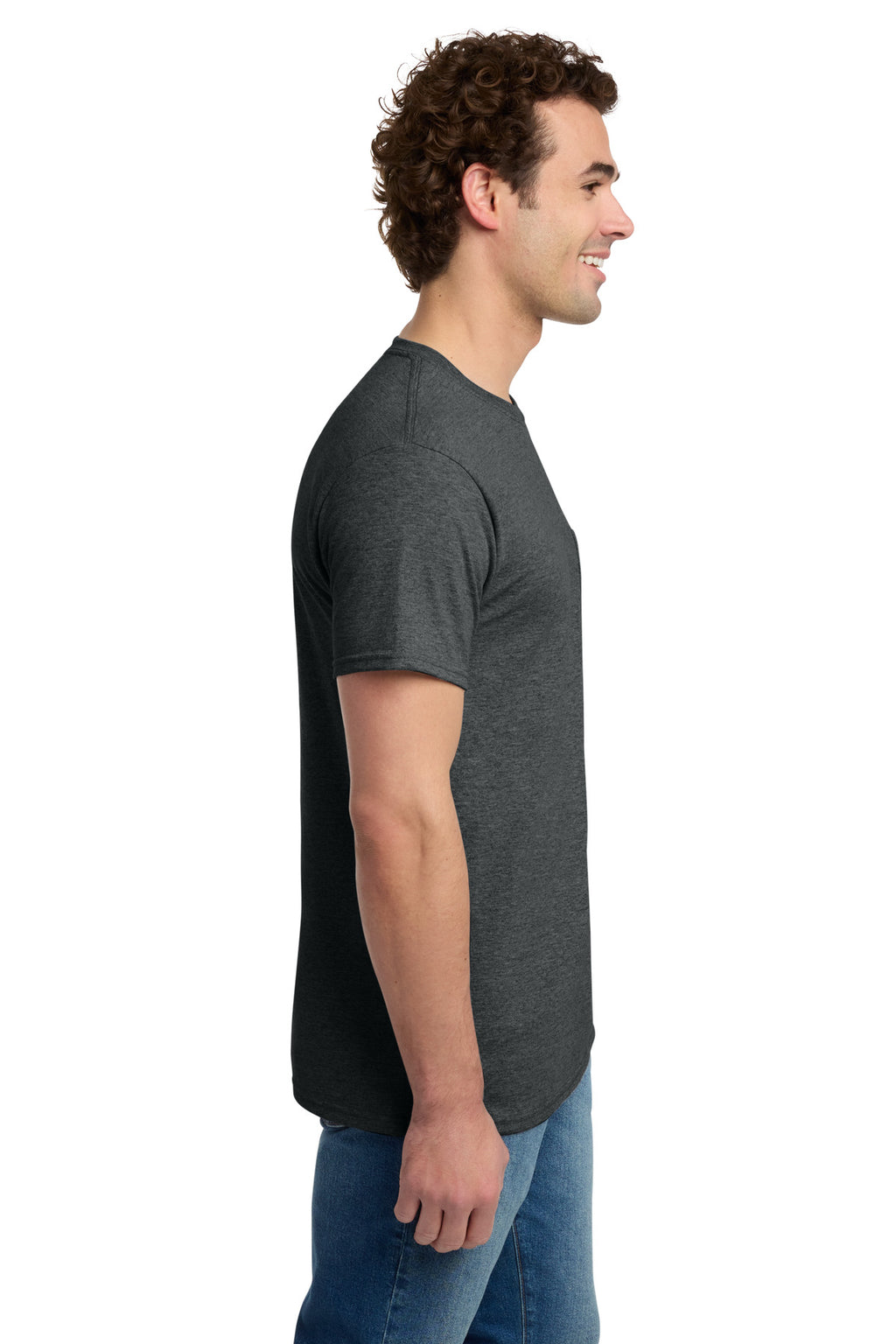 Jerzees - Dri-Power 50/50 Cotton/Poly Pocket T-Shirt. 29MP - Black Heather - side