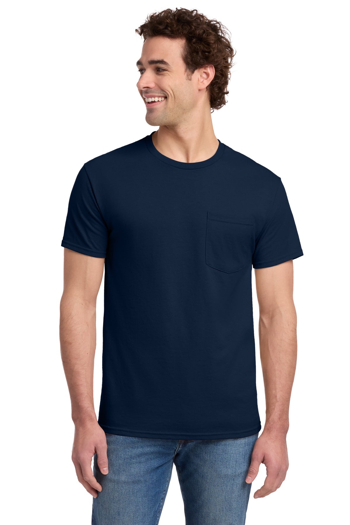 Jerzees - Dri-Power 50/50 Cotton/Poly Pocket T-Shirt. 29MP - J. Navy - front