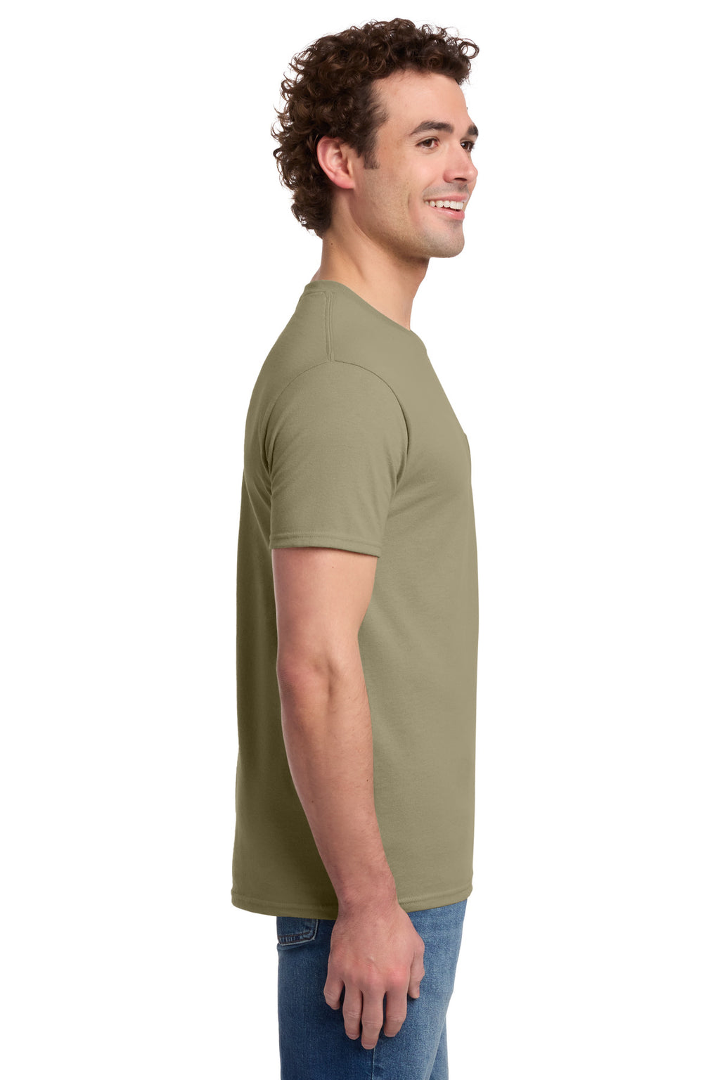 Jerzees - Dri-Power 50/50 Cotton/Poly Pocket T-Shirt. 29MP - Khaki - side