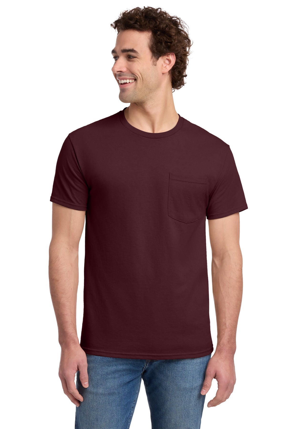 Jerzees - Dri-Power 50/50 Cotton/Poly Pocket T-Shirt. 29MP - Maroon - front
