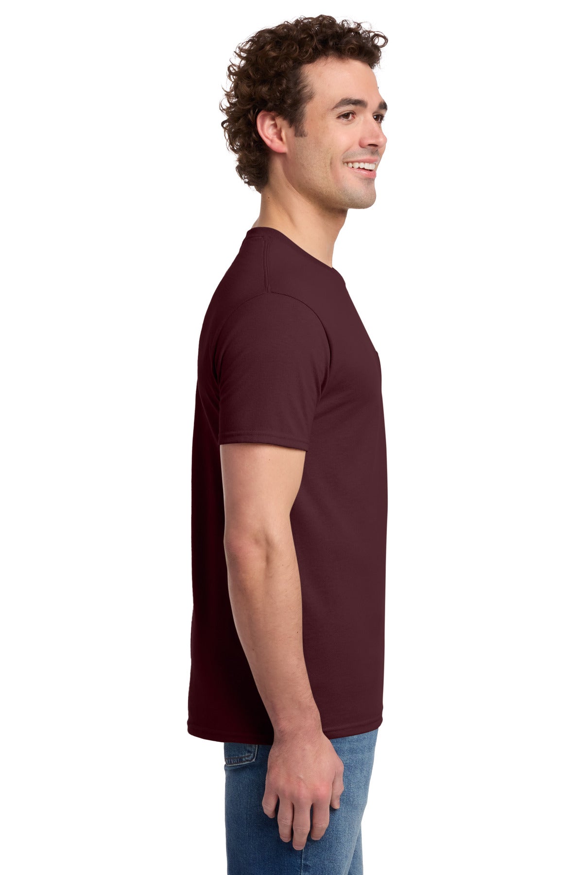 Jerzees - Dri-Power 50/50 Cotton/Poly Pocket T-Shirt. 29MP - Maroon - side