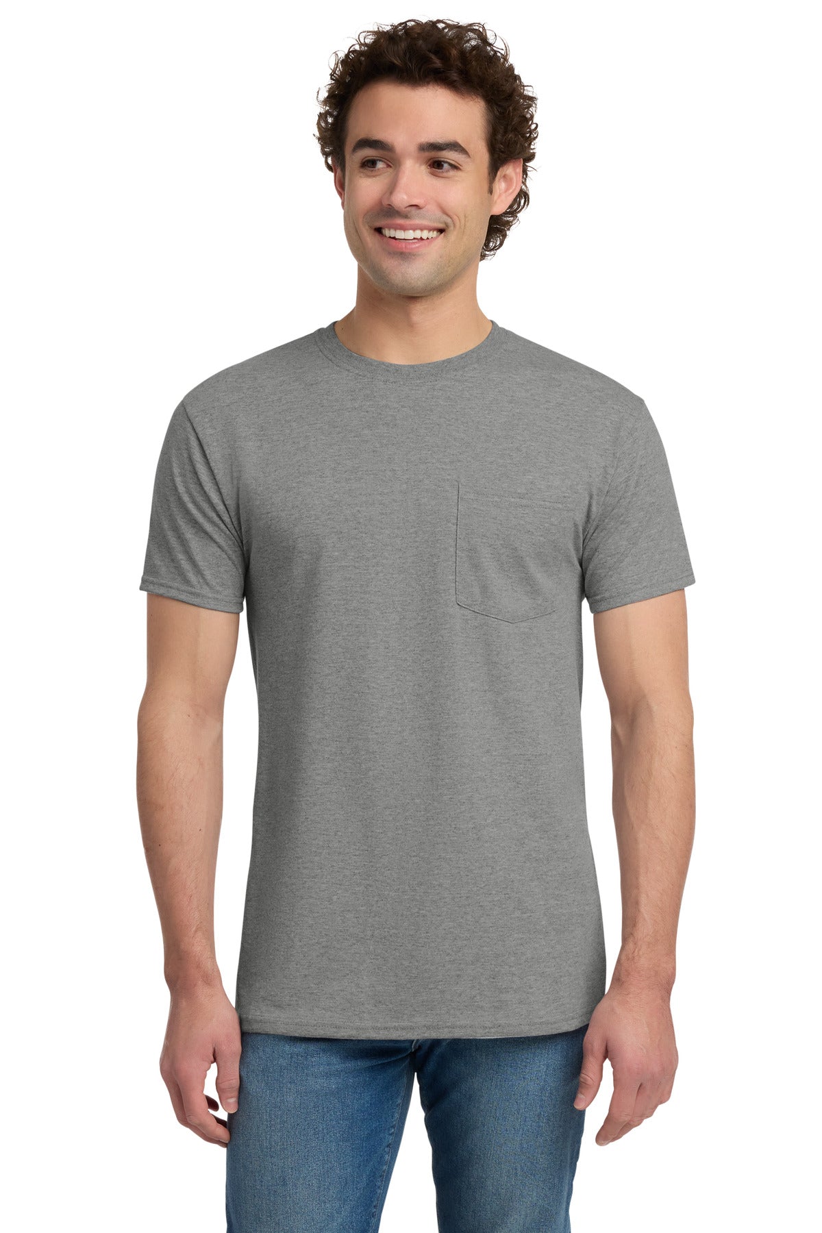 Jerzees - Dri-Power 50/50 Cotton/Poly Pocket T-Shirt. 29MP - Oxford - front