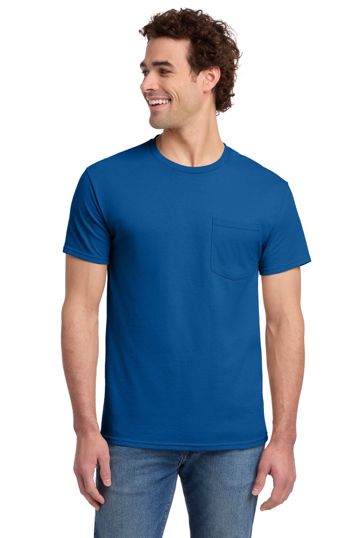 Jerzees - Dri-Power 50/50 Cotton/Poly Pocket T-Shirt. 29MP - Royal - front