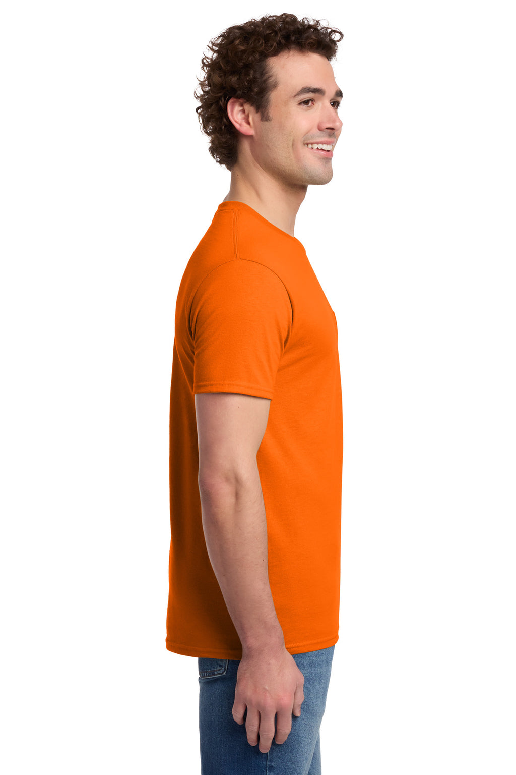 Jerzees - Dri-Power 50/50 Cotton/Poly Pocket T-Shirt. 29MP - Safety Orange - side