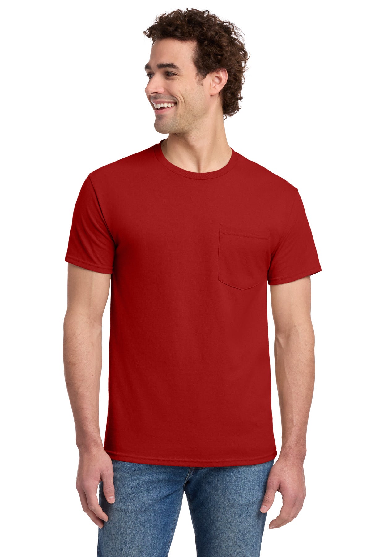 Jerzees - Dri-Power 50/50 Cotton/Poly Pocket T-Shirt. 29MP - True Red - front