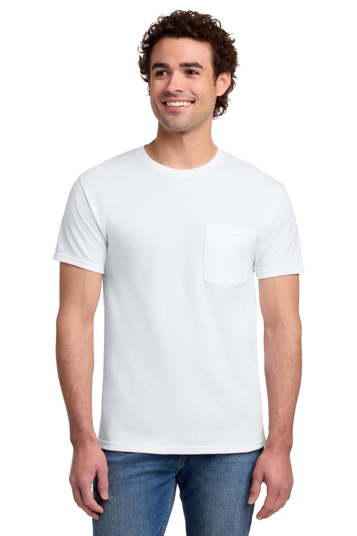 Jerzees - Dri-Power 50/50 Cotton/Poly Pocket T-Shirt. 29MP - White - front