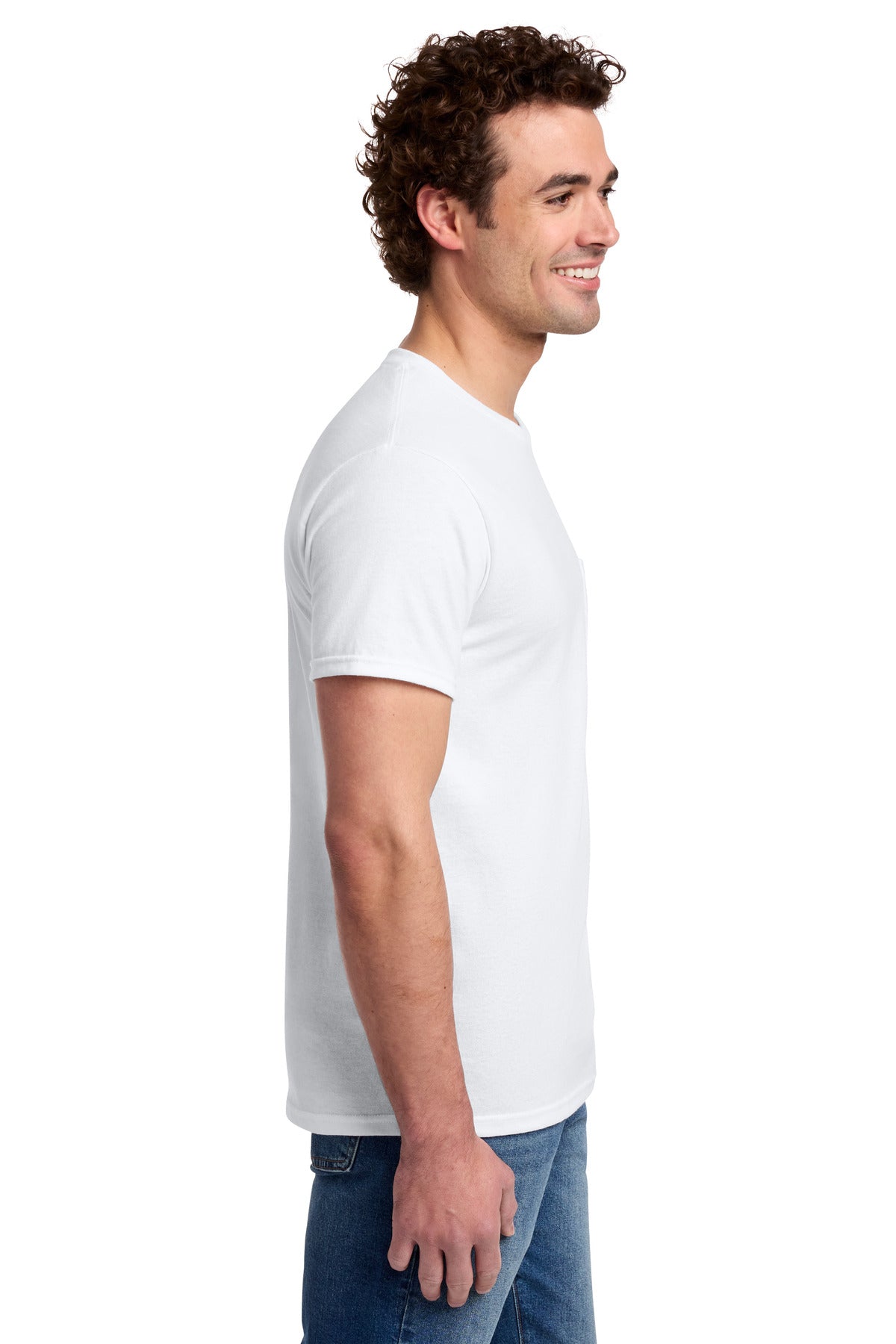 Jerzees - Dri-Power 50/50 Cotton/Poly Pocket T-Shirt. 29MP - White - side
