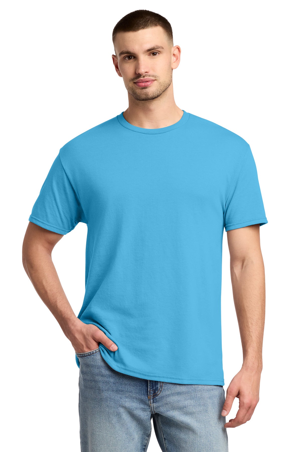 Jerzees - Dri-Power 50/50 Cotton/Poly T-Shirt. 29M - Aquatic Blue - front
