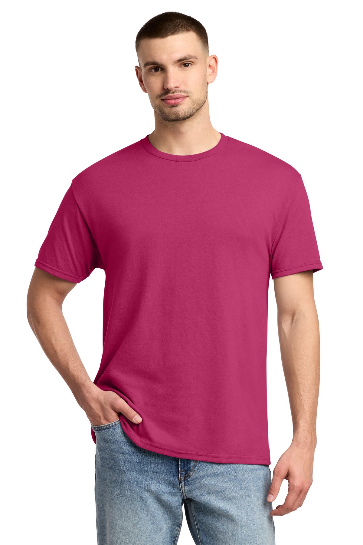 Jerzees - Dri-Power 50/50 Cotton/Poly T-Shirt. 29M - Cyber Pink - front
