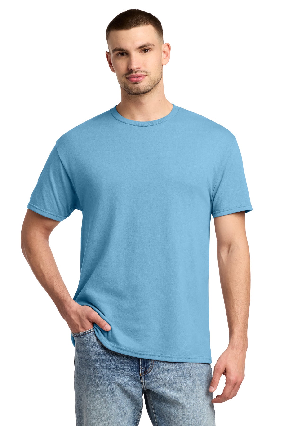 Jerzees - Dri-Power 50/50 Cotton/Poly T-Shirt. 29M - Light Blue - front