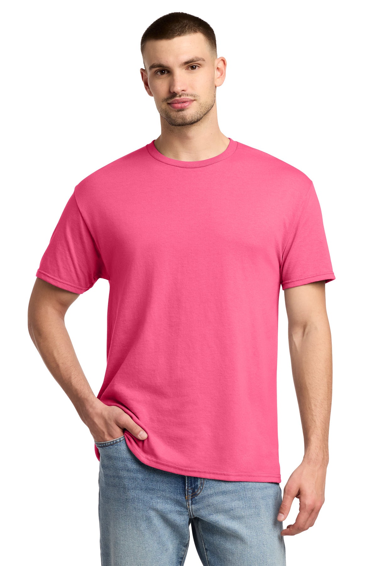 Jerzees - Dri-Power 50/50 Cotton/Poly T-Shirt. 29M - Neon Pink - front