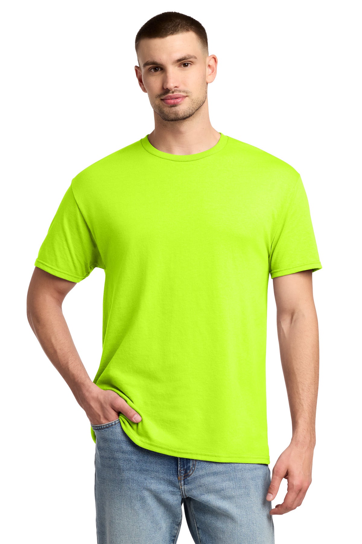 Jerzees - Dri-Power 50/50 Cotton/Poly T-Shirt. 29M - Safety Green - front