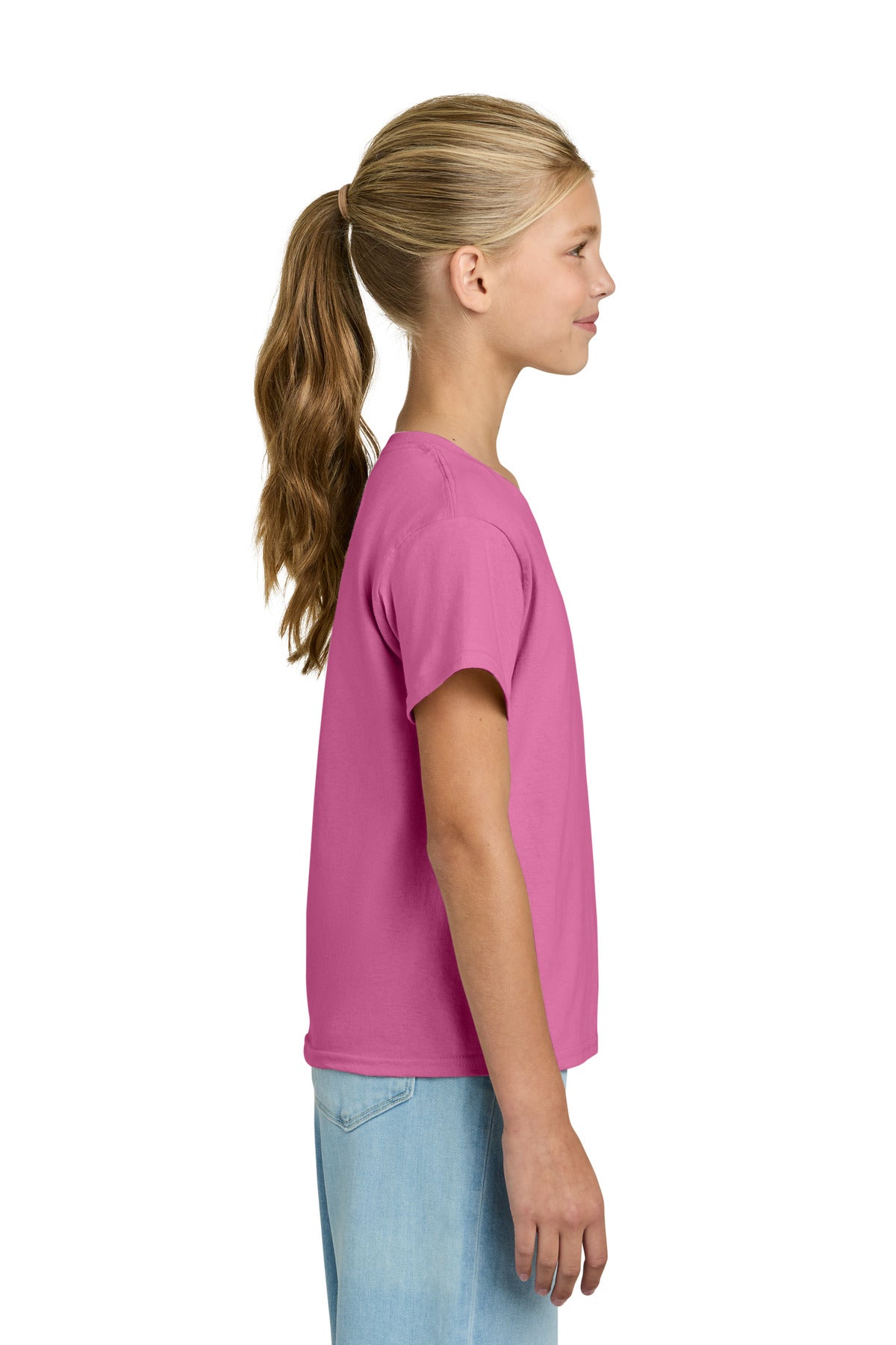 Gildan Youth Light Cotton Tee 3000B - Azalea - side