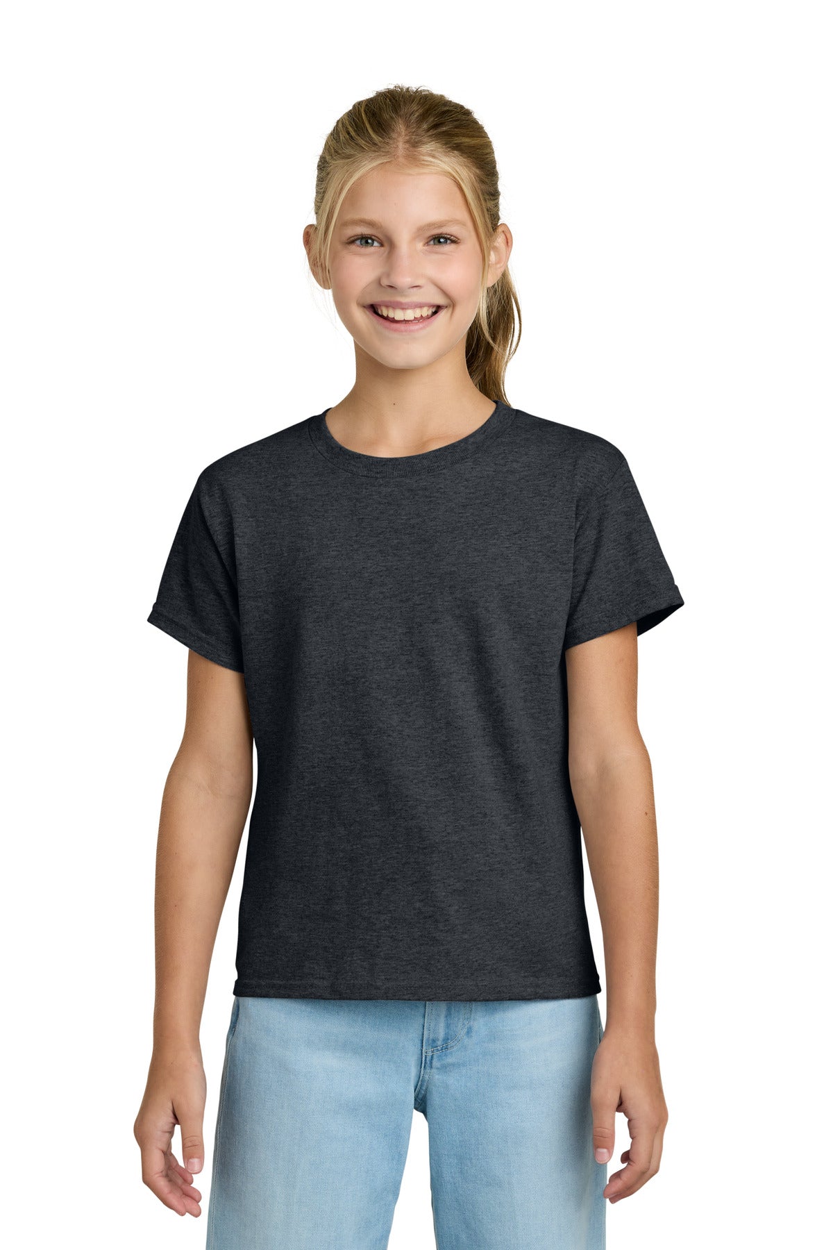 Gildan Youth Light Cotton Tee 3000B - Dark Heather - front