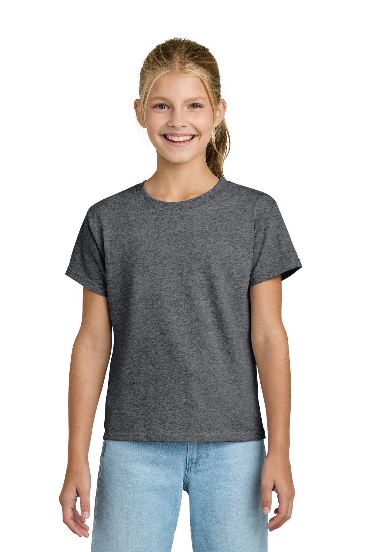 Gildan Youth Light Cotton Tee 3000B - Graphite Heather - front