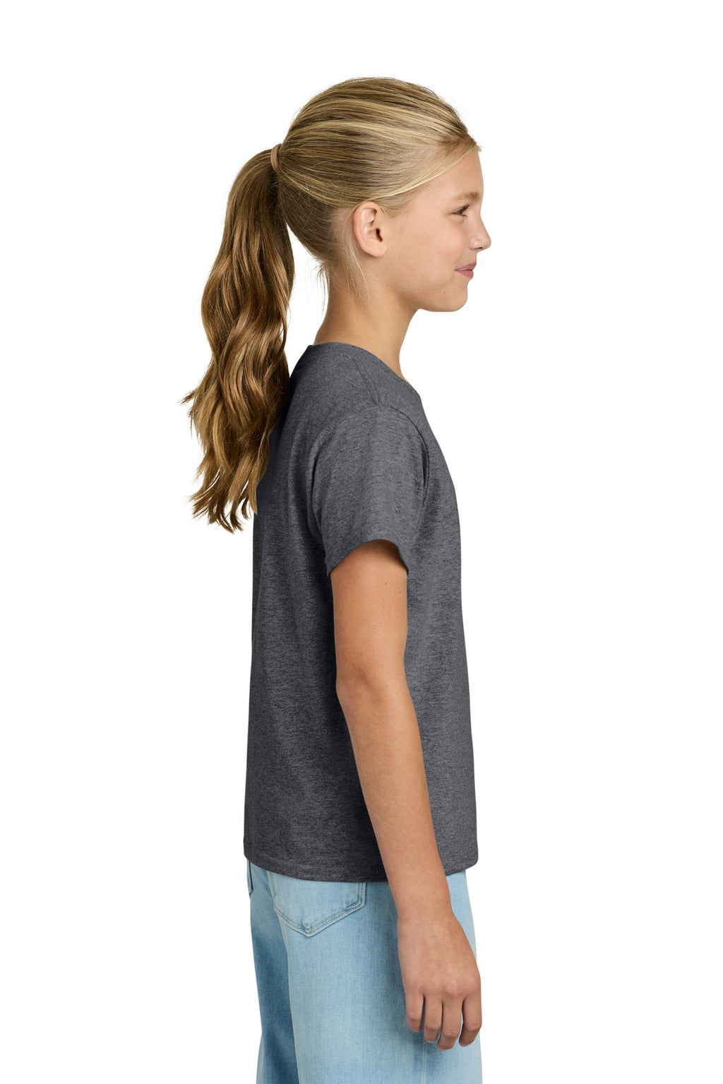 Gildan Youth Light Cotton Tee 3000B - Graphite Heather - side