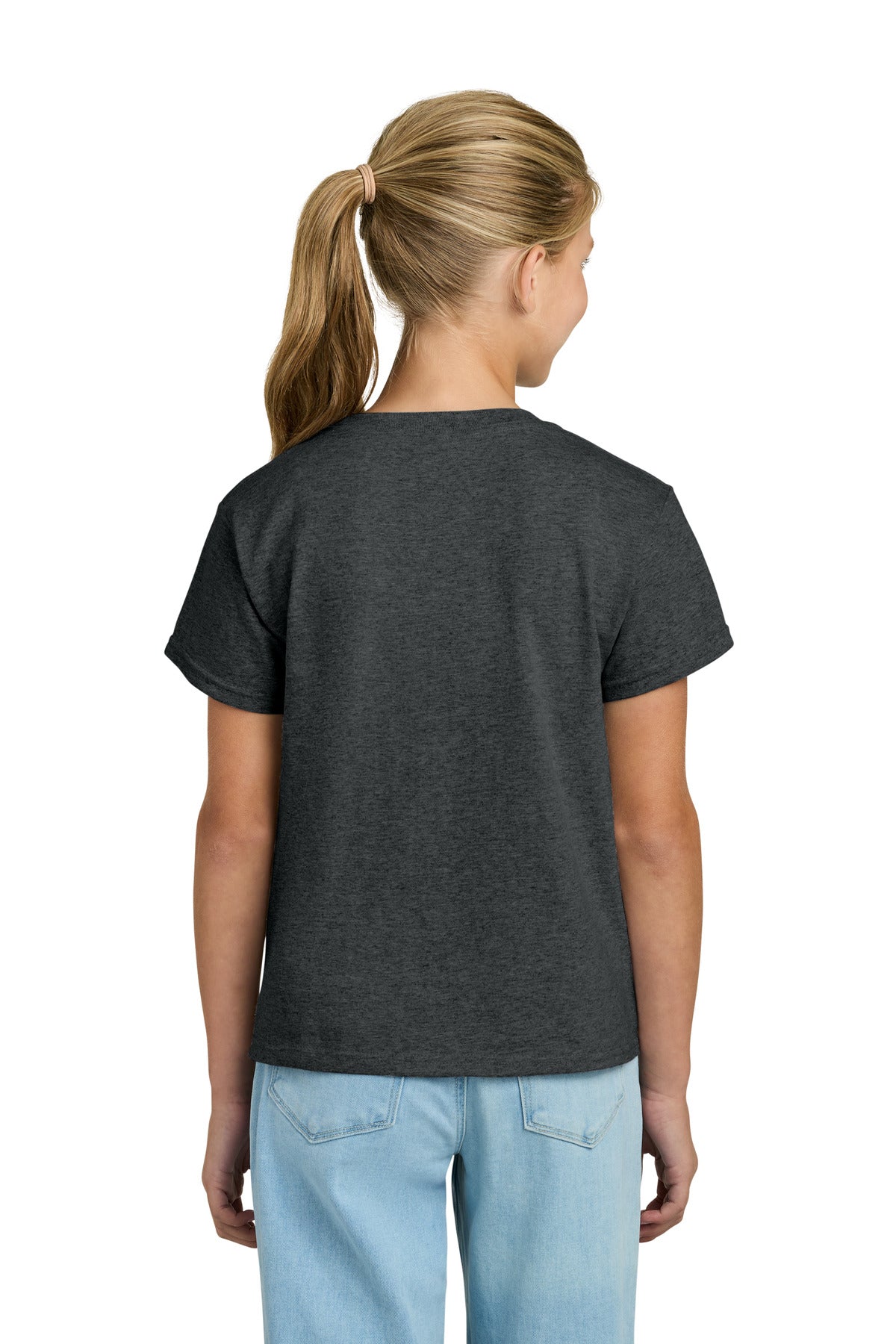Gildan Youth Light Cotton Tee 3000B - Heather Dark Grey - back