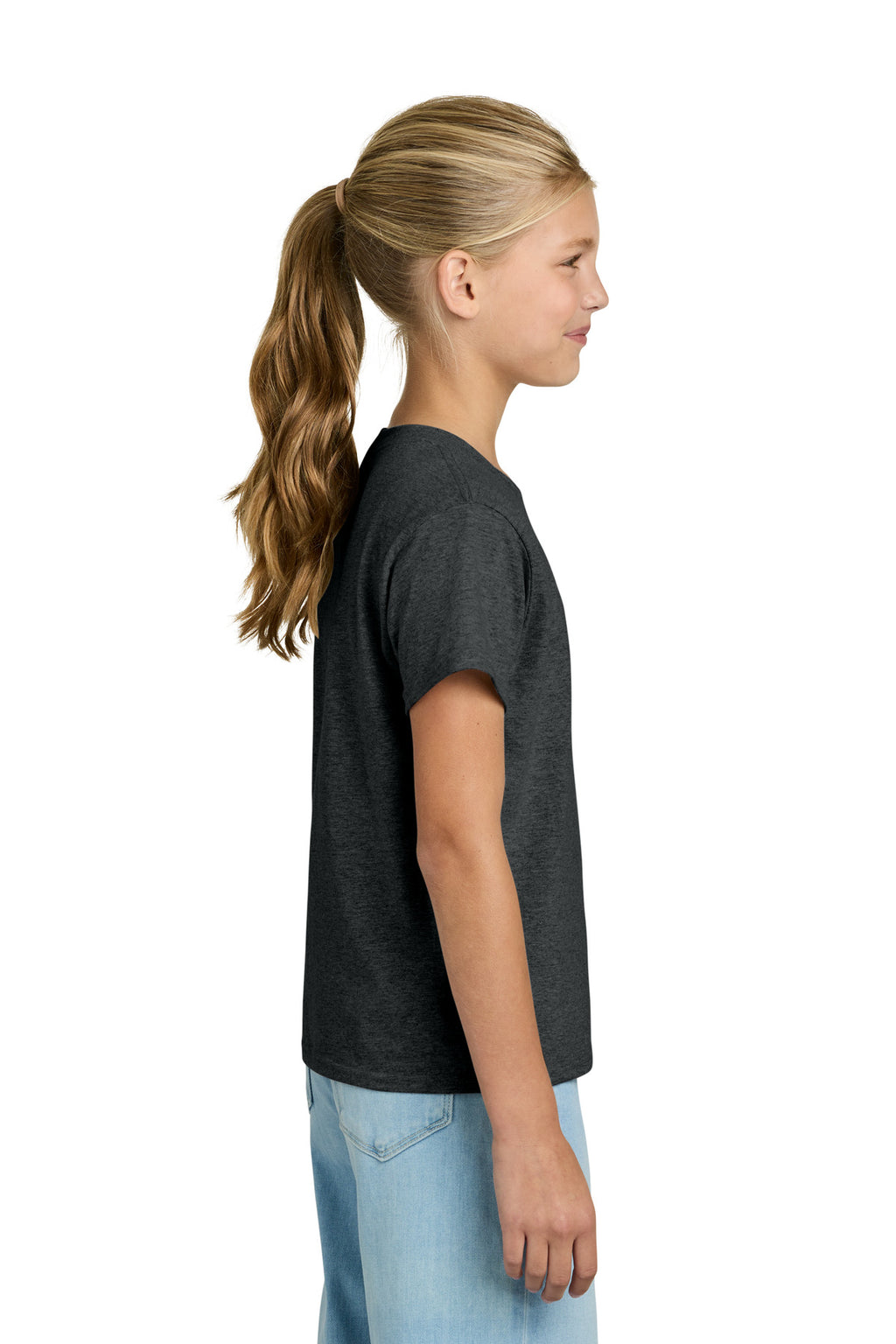 Gildan Youth Light Cotton Tee 3000B - Heather Dark Grey - side