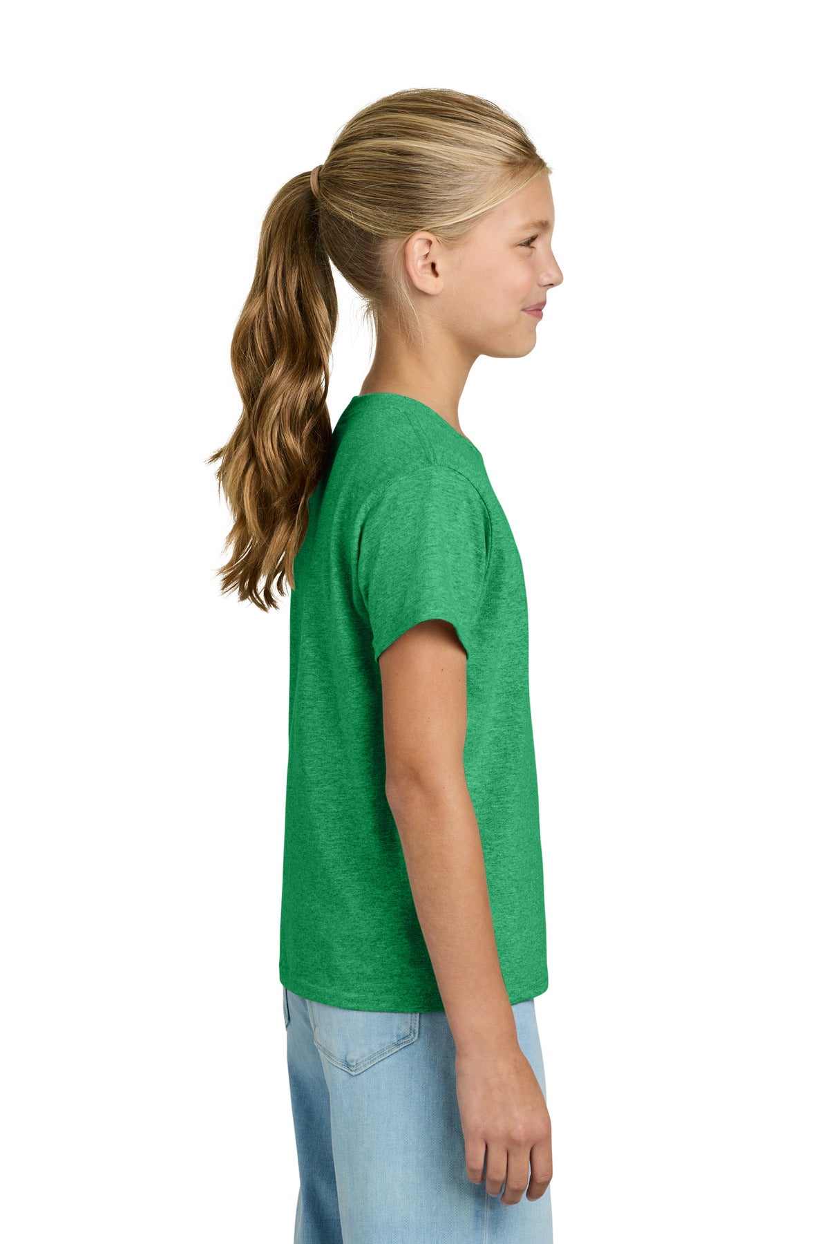 Gildan Youth Light Cotton Tee 3000B - Heather Irish Green - side