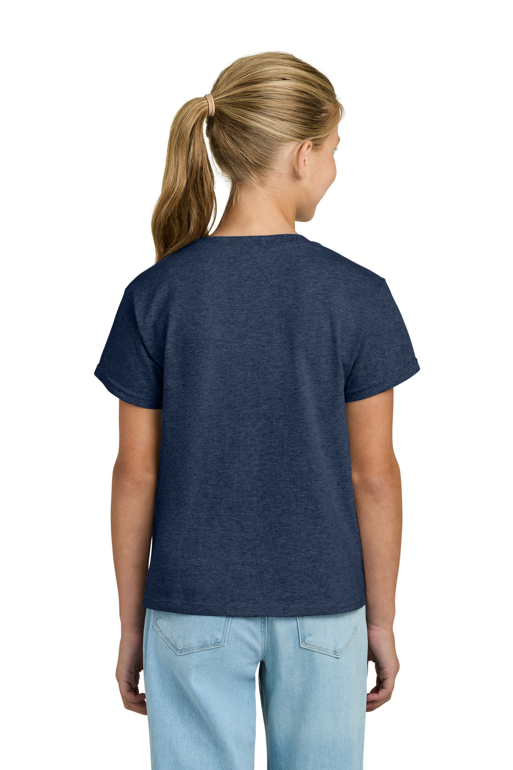 Gildan Youth Light Cotton Tee 3000B - Heather Navy - back