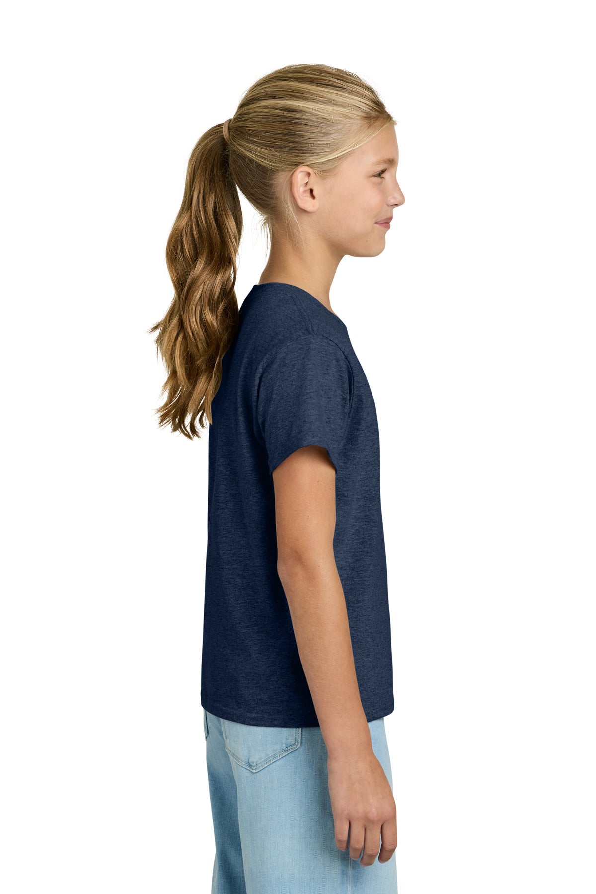 Gildan Youth Light Cotton Tee 3000B - Heather Navy - side