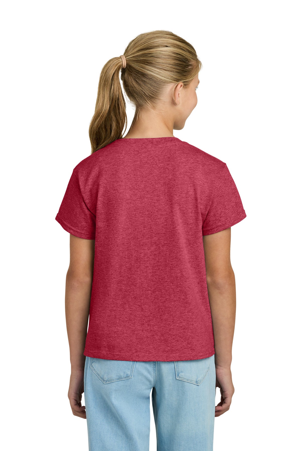 Gildan Youth Light Cotton Tee 3000B - Heather Red - back