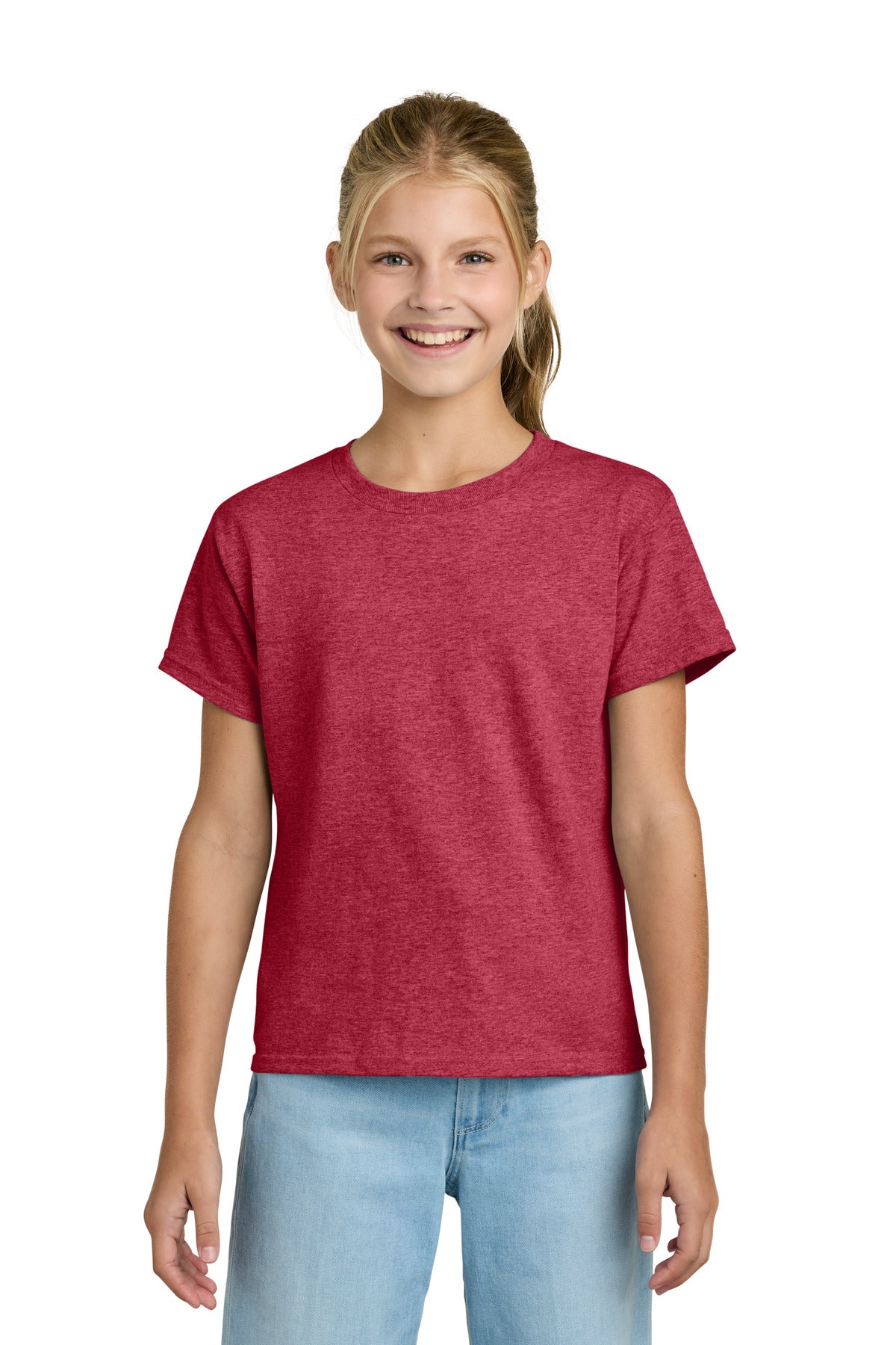 Gildan Youth Light Cotton Tee 3000B - Heather Red - front