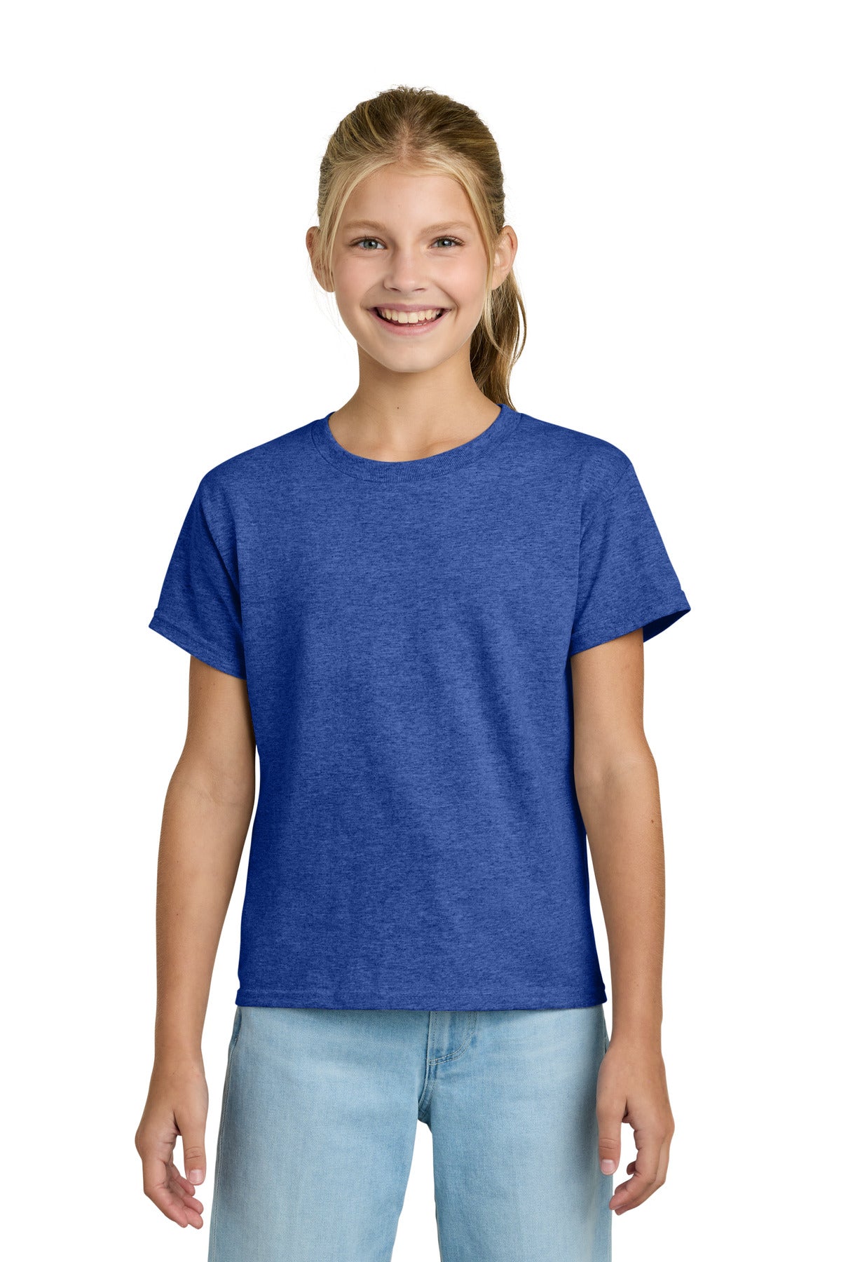 Gildan Youth Light Cotton Tee 3000B - Heather Royal - front