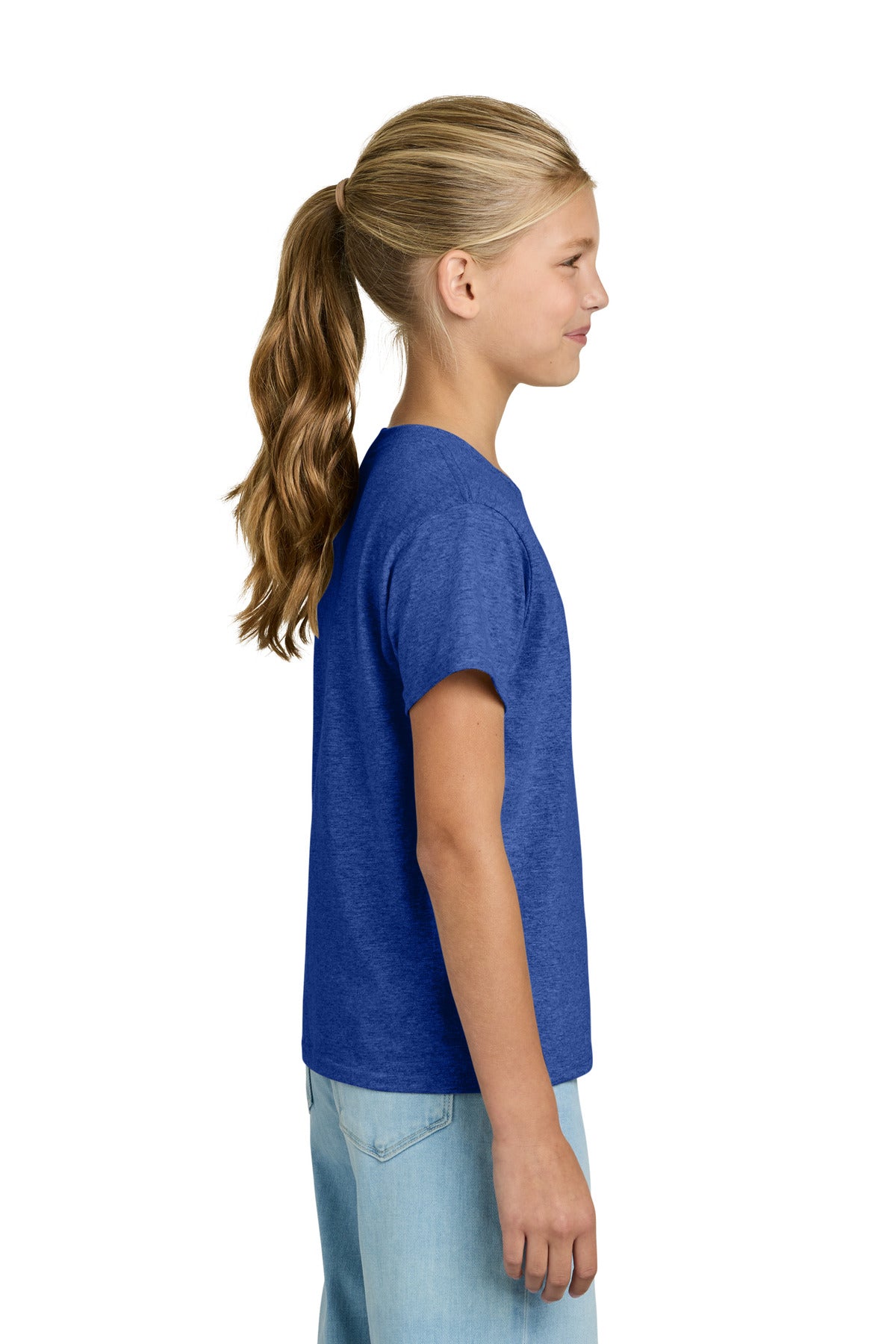 Gildan Youth Light Cotton Tee 3000B - Heather Royal - side