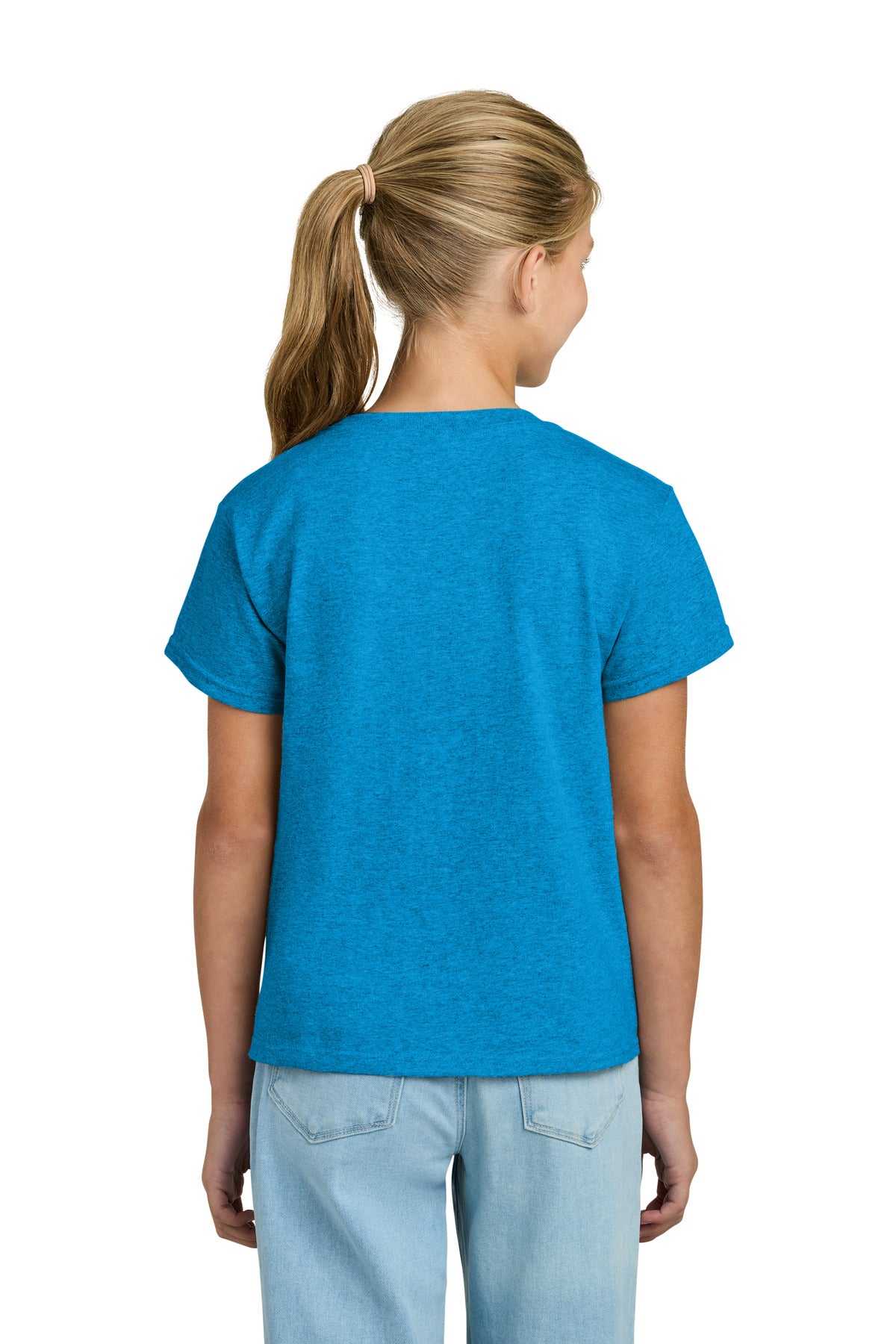 Gildan Youth Light Cotton Tee 3000B - Heather Sapphire - back