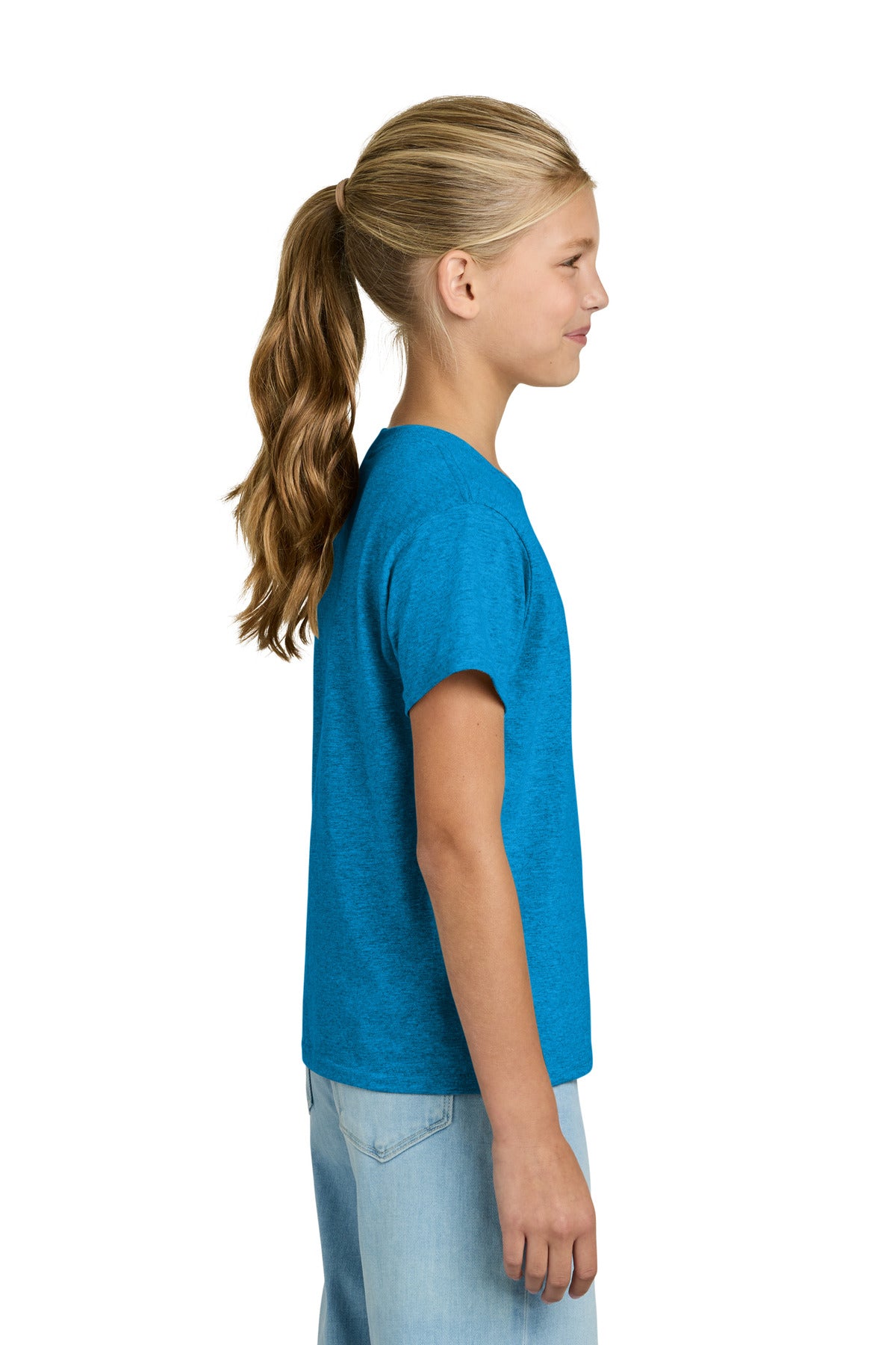 Gildan Youth Light Cotton Tee 3000B - Heather Sapphire - side