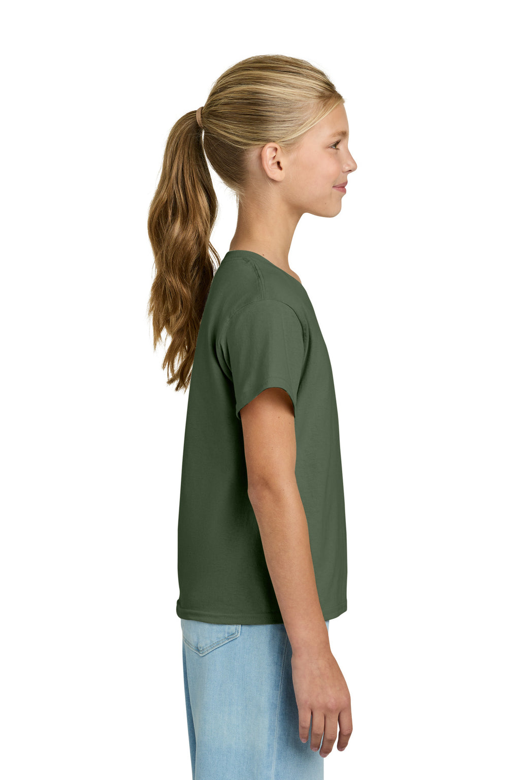 Gildan Youth Light Cotton Tee 3000B - Military Green - side