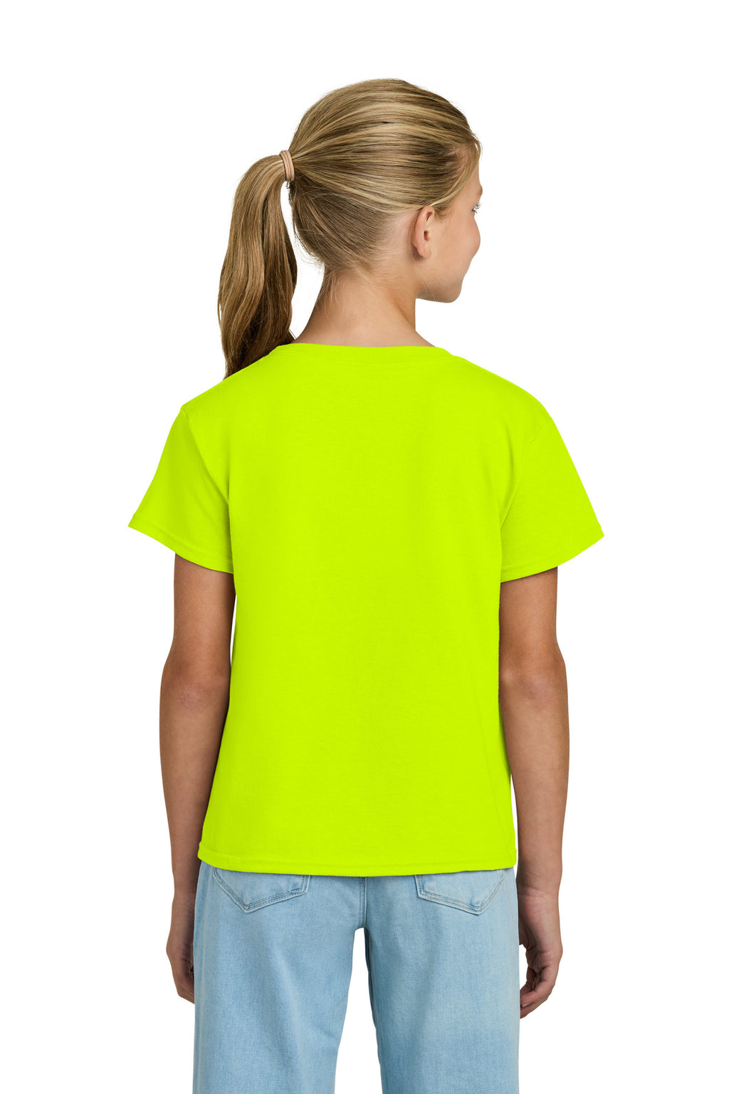 Gildan Youth Light Cotton Tee 3000B - Safety Green - back