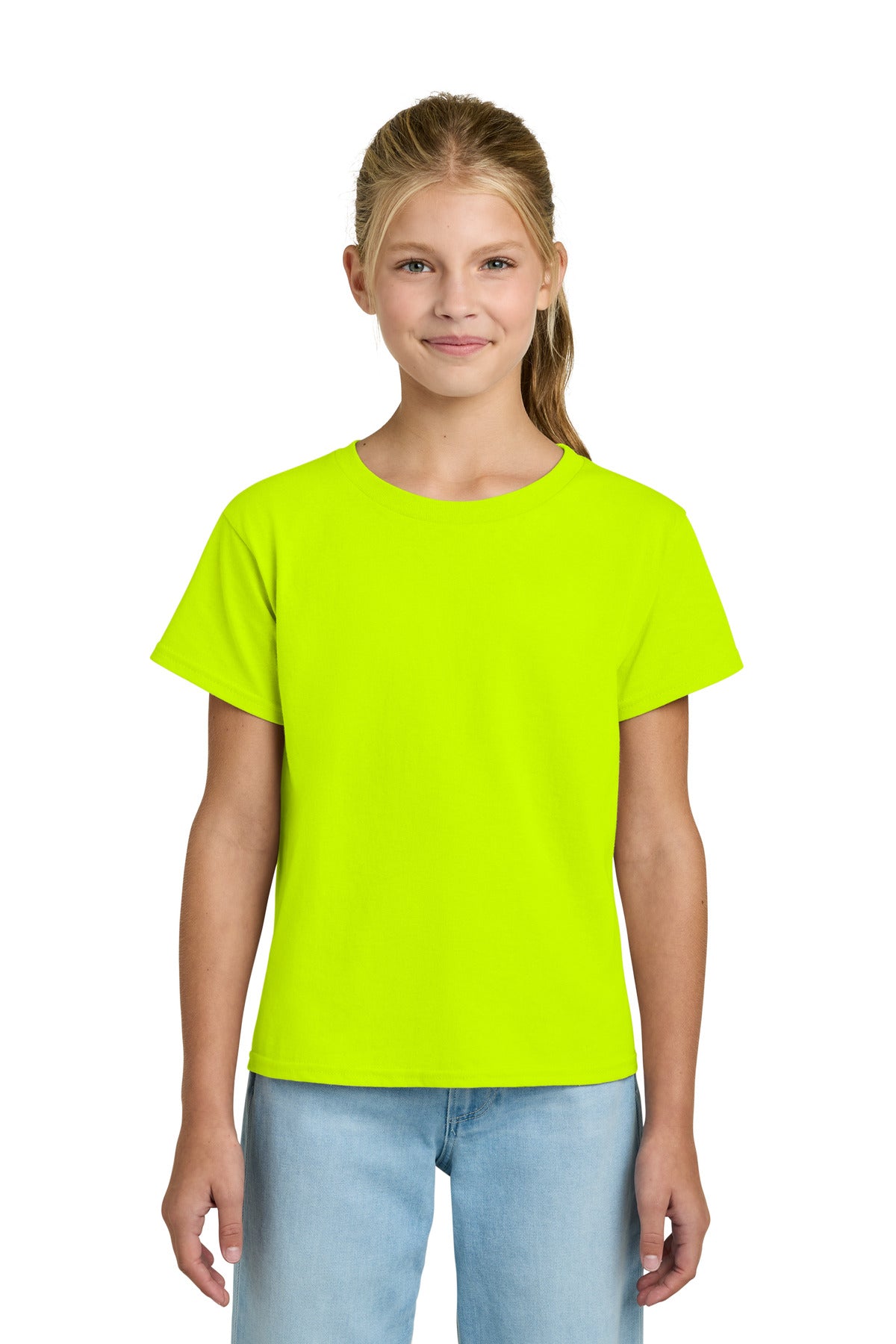 Gildan Youth Light Cotton Tee 3000B - Safety Green - front