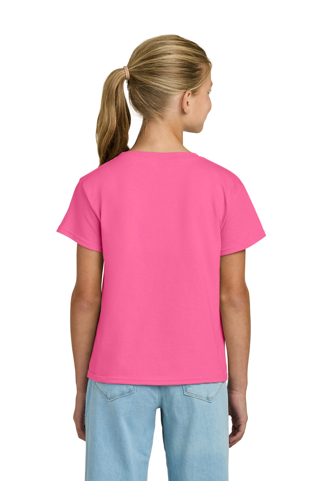 Gildan Youth Light Cotton Tee 3000B - Safety Pink - back