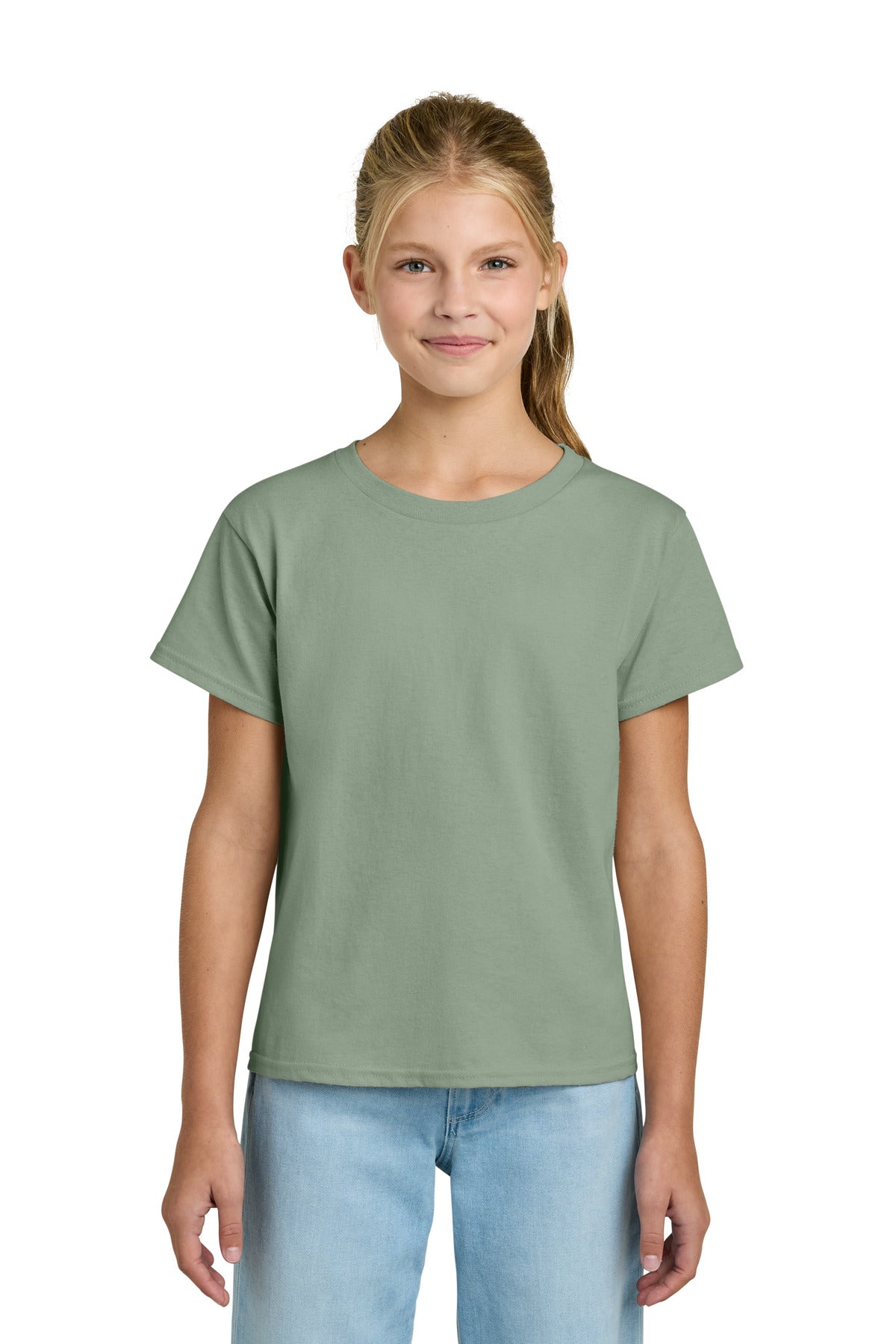 Gildan Youth Light Cotton Tee 3000B - Sage - front