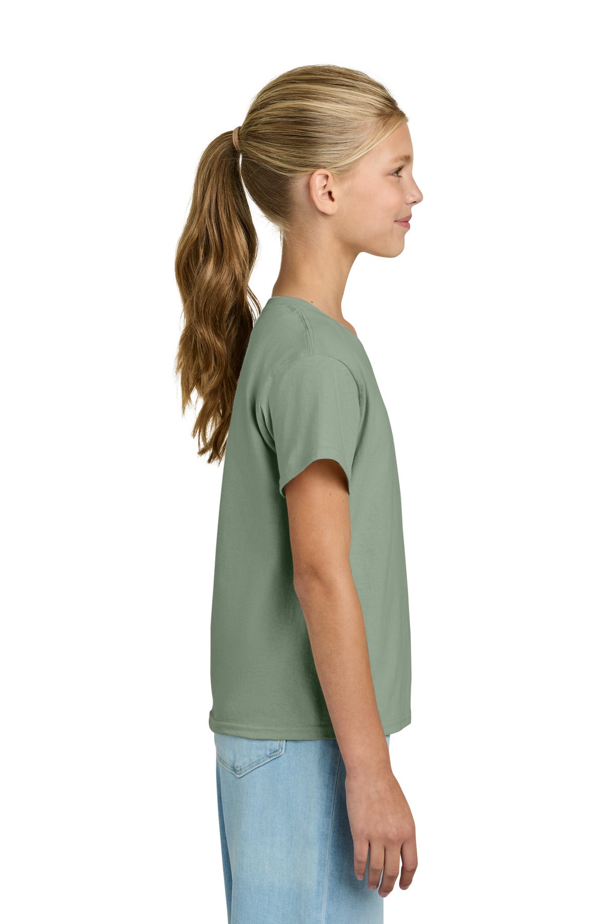 Gildan Youth Light Cotton Tee 3000B - Sage - side