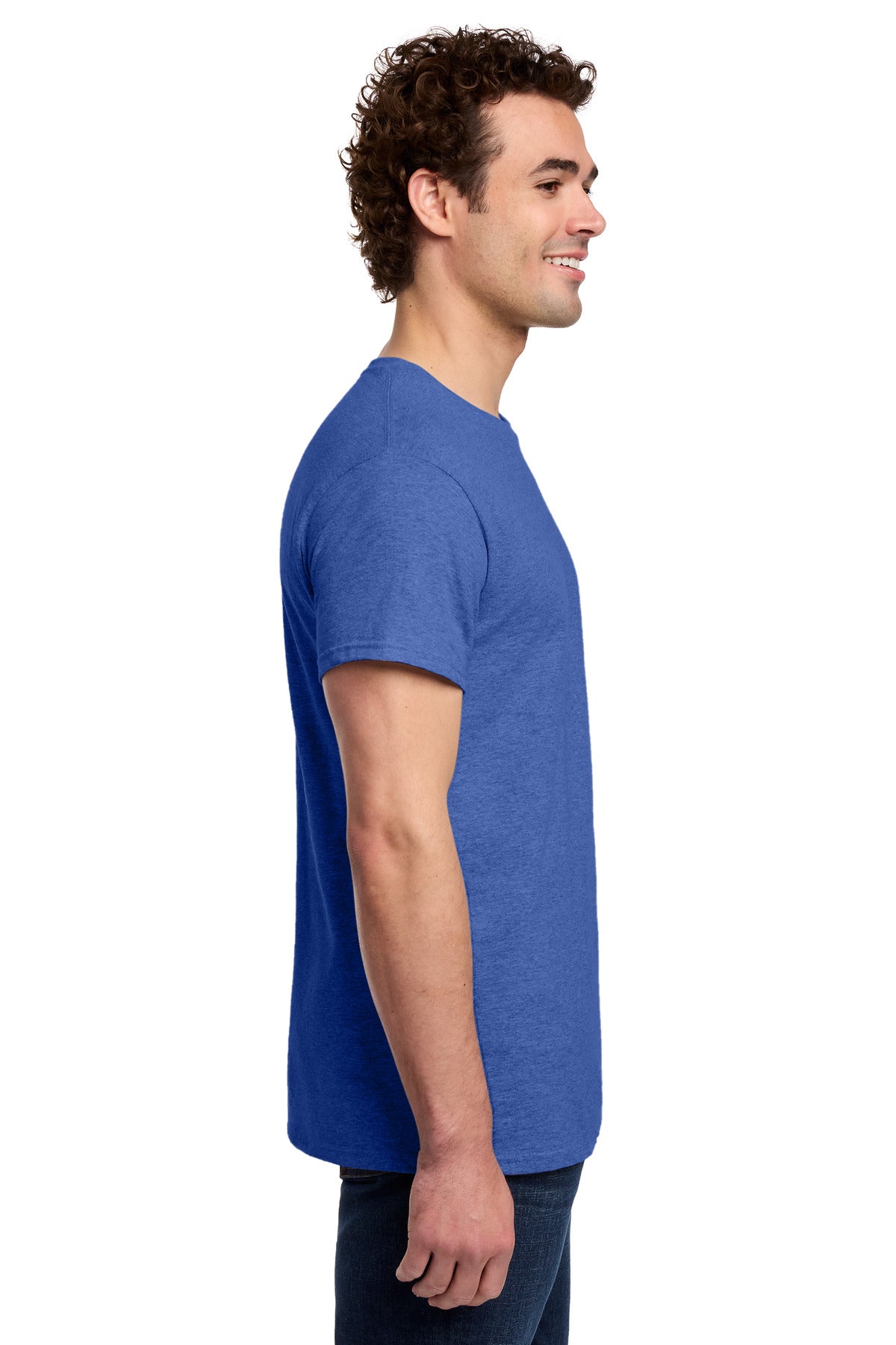 Gildan Light Cotton Tee 3000 - Heather Royal - side