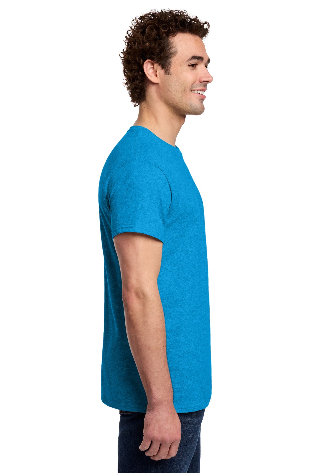 Gildan Light Cotton Tee 3000 - Heather Sapphire - side