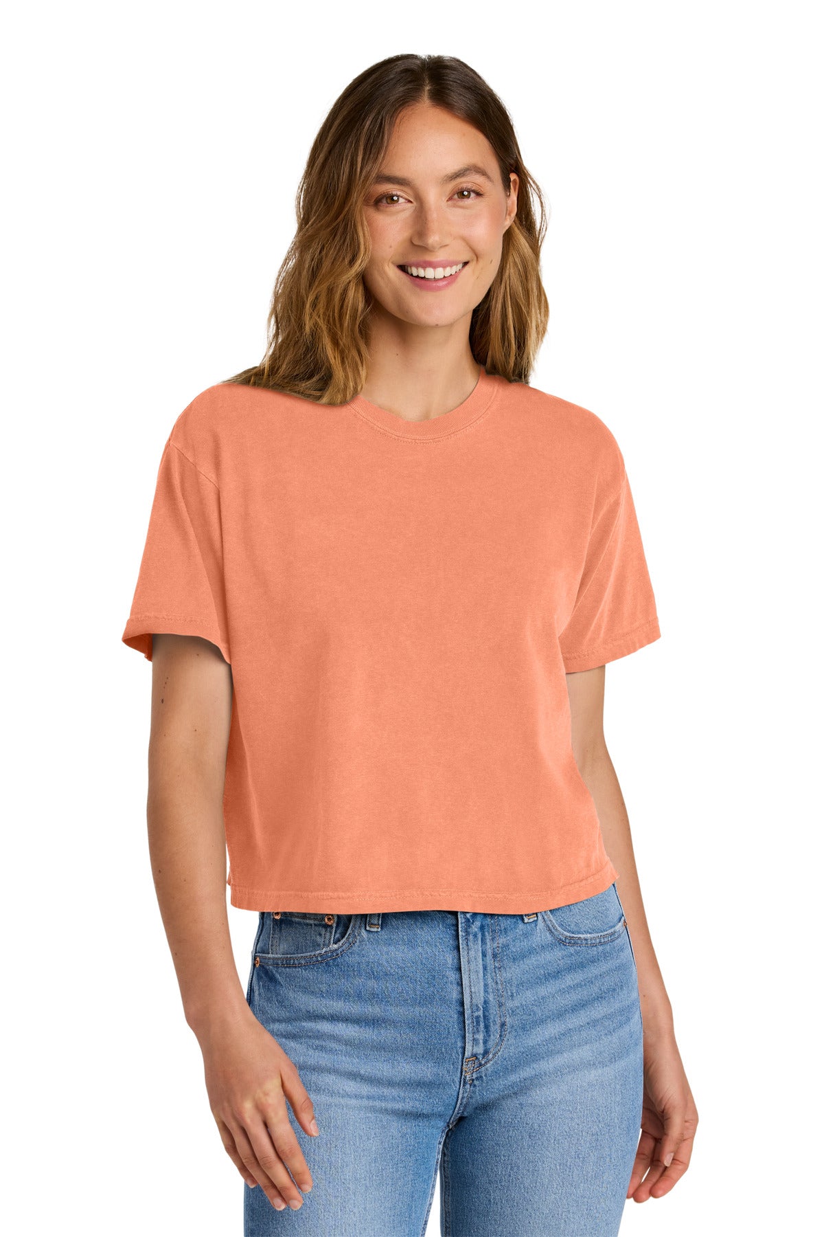 Comfort Colors Women's Heavyweight Boxy Tee 3023CL - Neon Cantaloupe - front