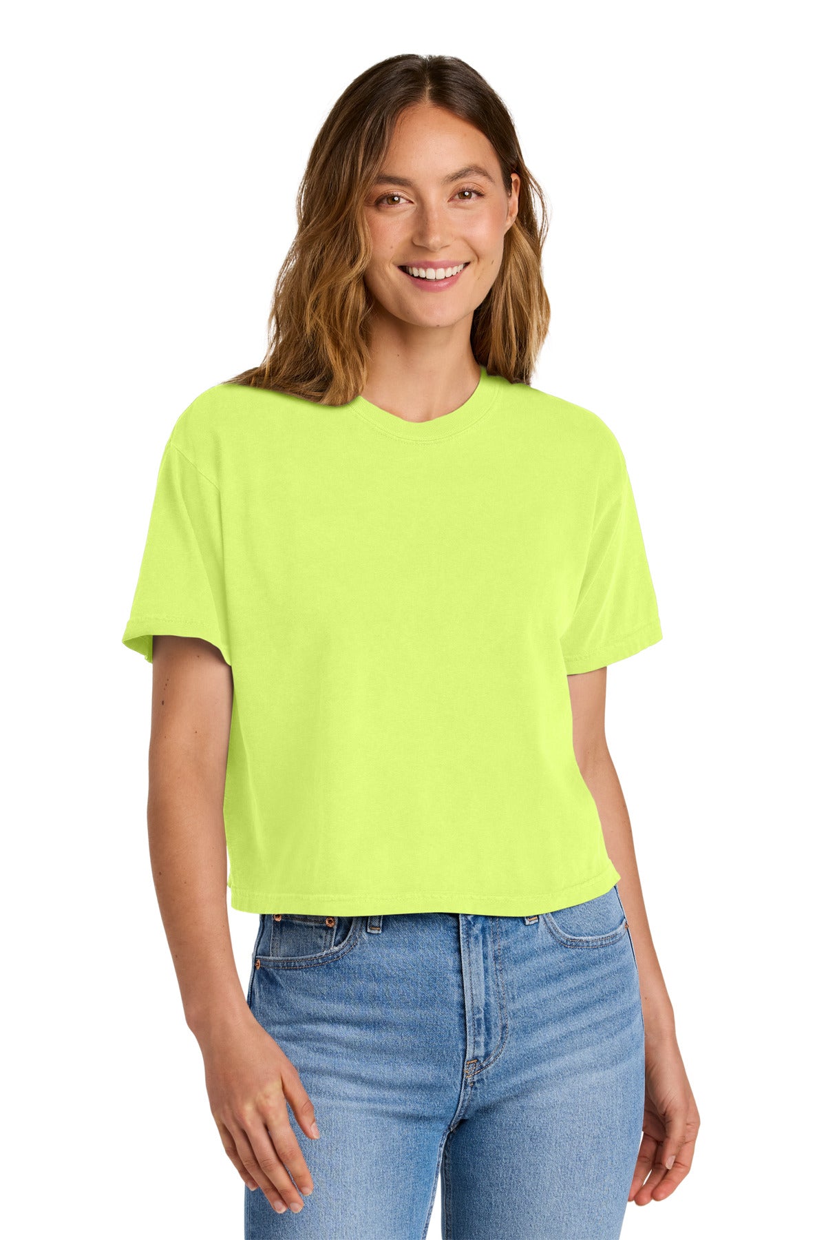 Comfort Colors Women's Heavyweight Boxy Tee 3023CL - Neon Lemon - front