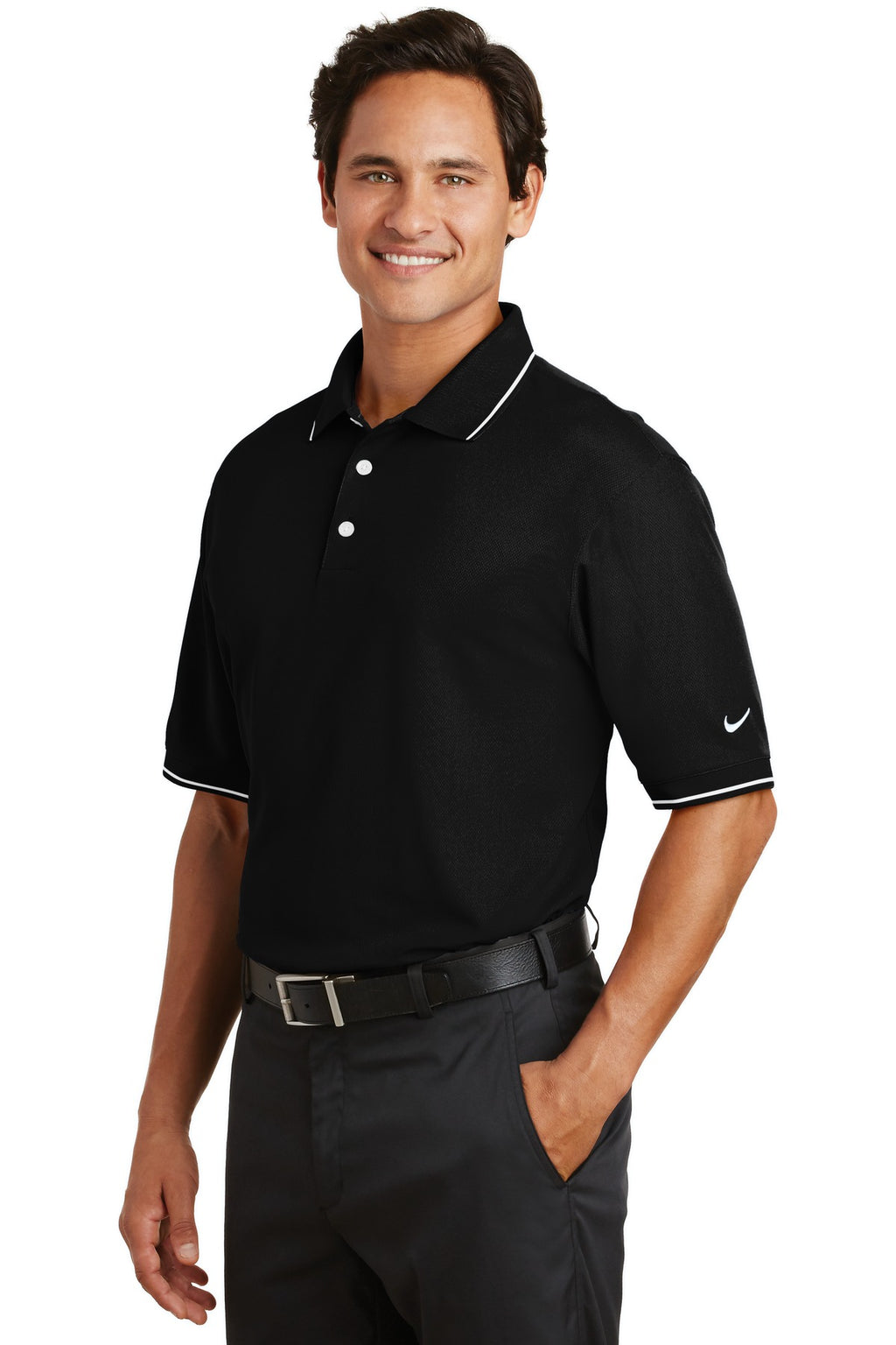 DISCONTINUED Nike Dri-FIT Classic Tipped Polo. 319966 - Black - three_q