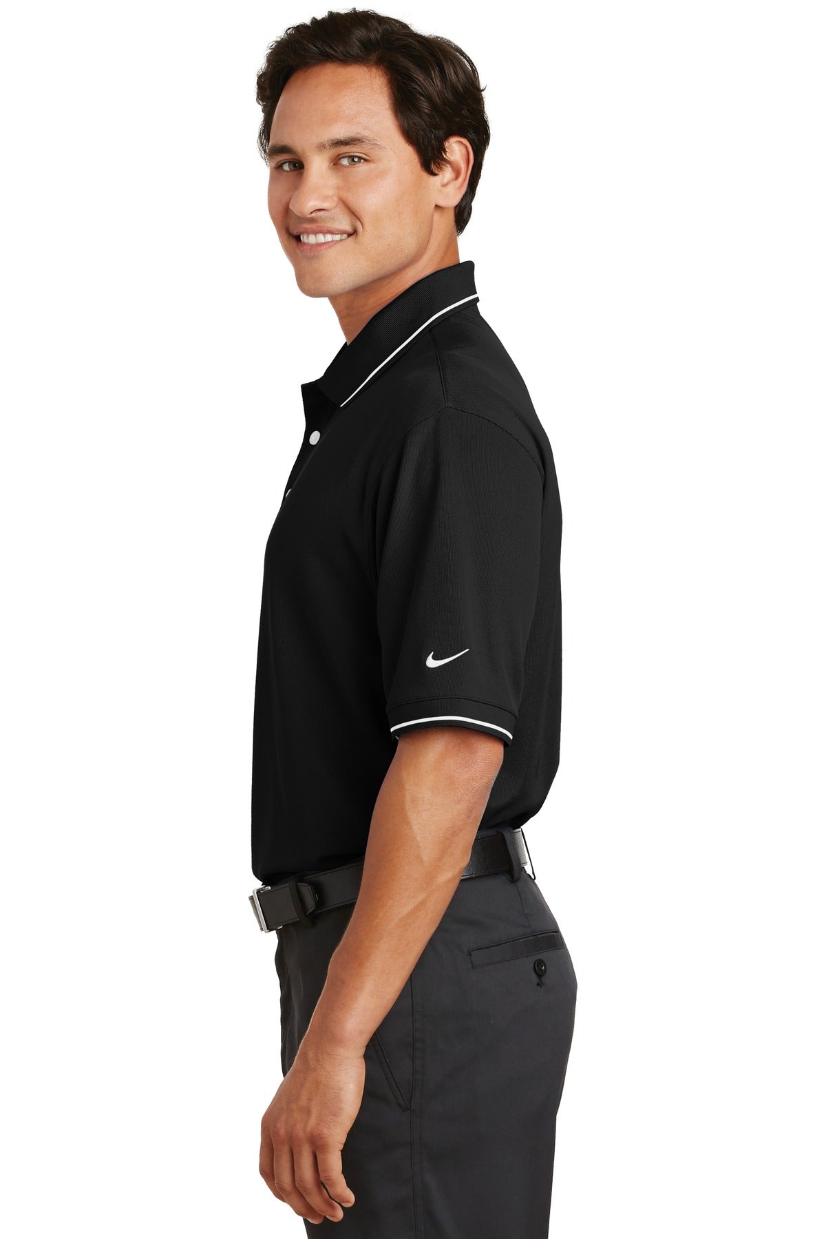 DISCONTINUED Nike Dri-FIT Classic Tipped Polo. 319966 - Black - side