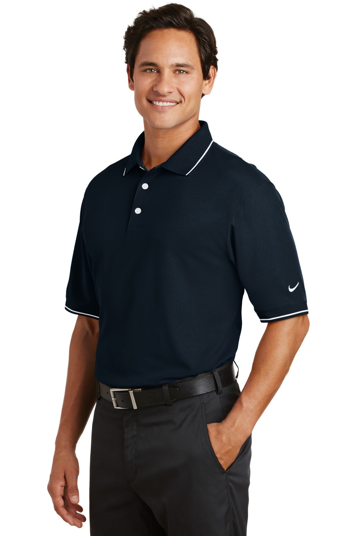 DISCONTINUED Nike Dri-FIT Classic Tipped Polo. 319966 - Dark Navy - three_q