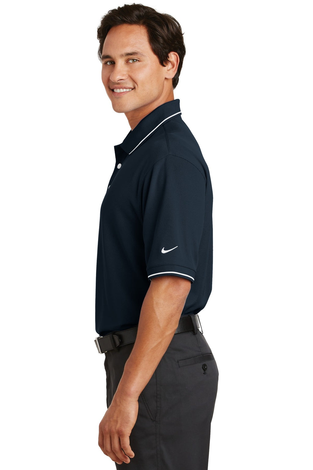 DISCONTINUED Nike Dri-FIT Classic Tipped Polo. 319966 - Dark Navy - side
