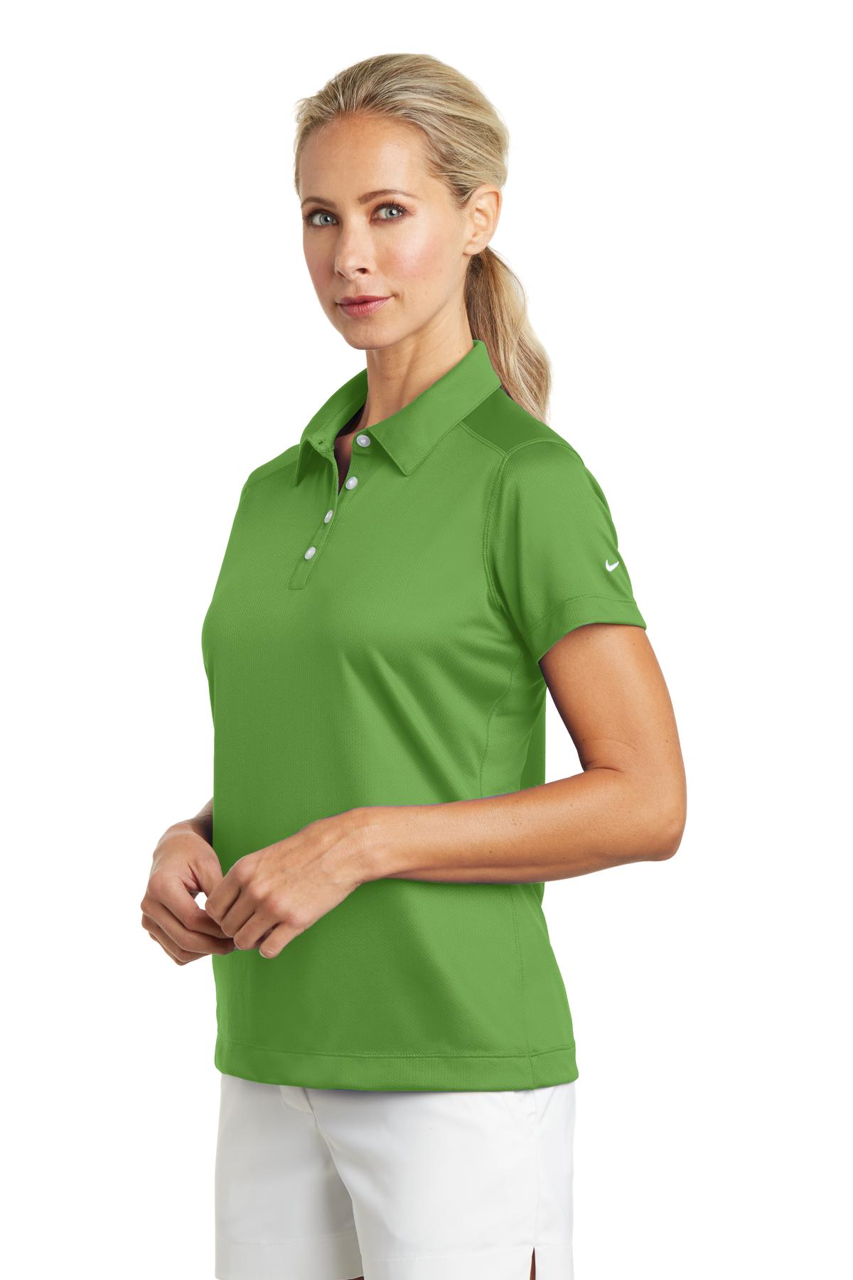 DISCONTINUED Nike Ladies Dri-FIT Pebble Texture Polo. 354064 - Chlorophyll - three_q