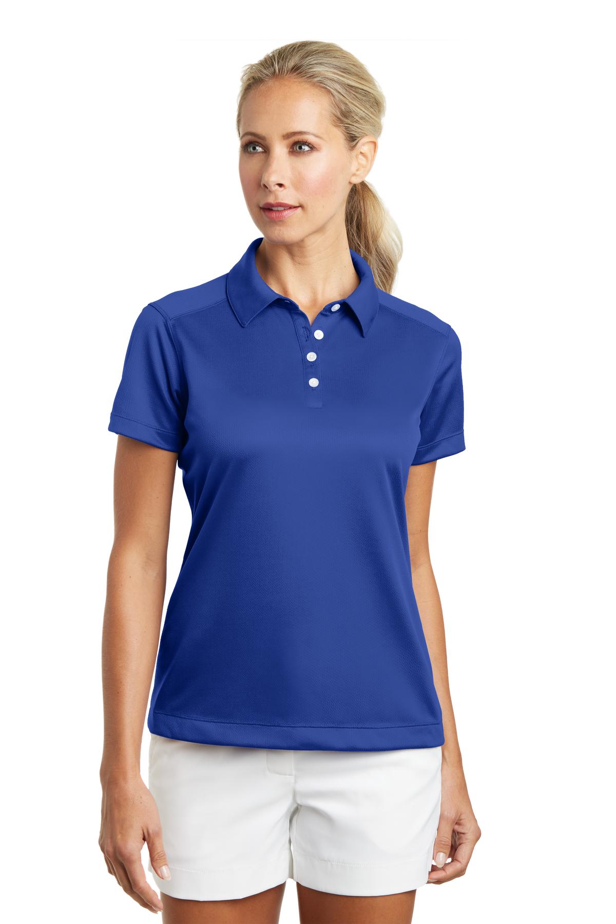 DISCONTINUED Nike Ladies Dri-FIT Pebble Texture Polo. 354064 - Varsity Royal - front