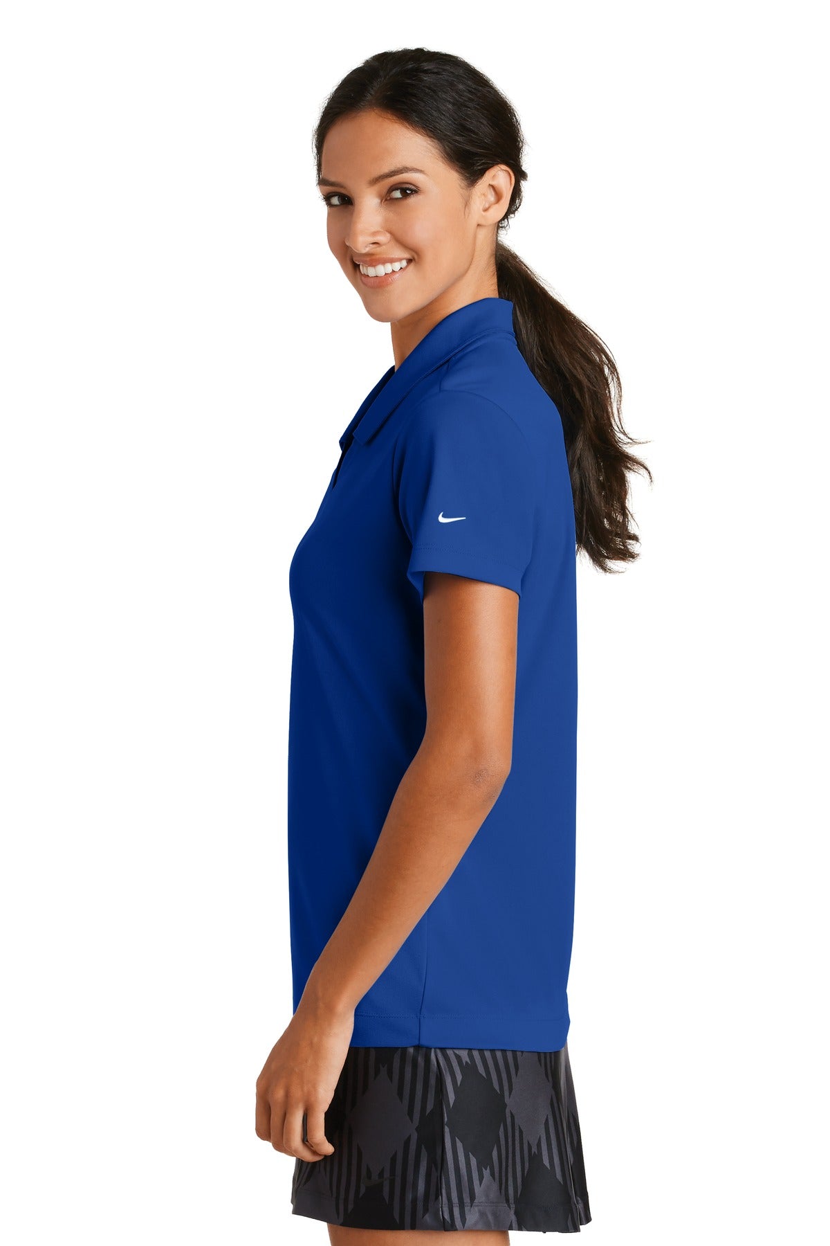 DISCONTINUED Nike Ladies Dri-FIT Micro Pique Polo. 354067 - Blue Sapphire - side