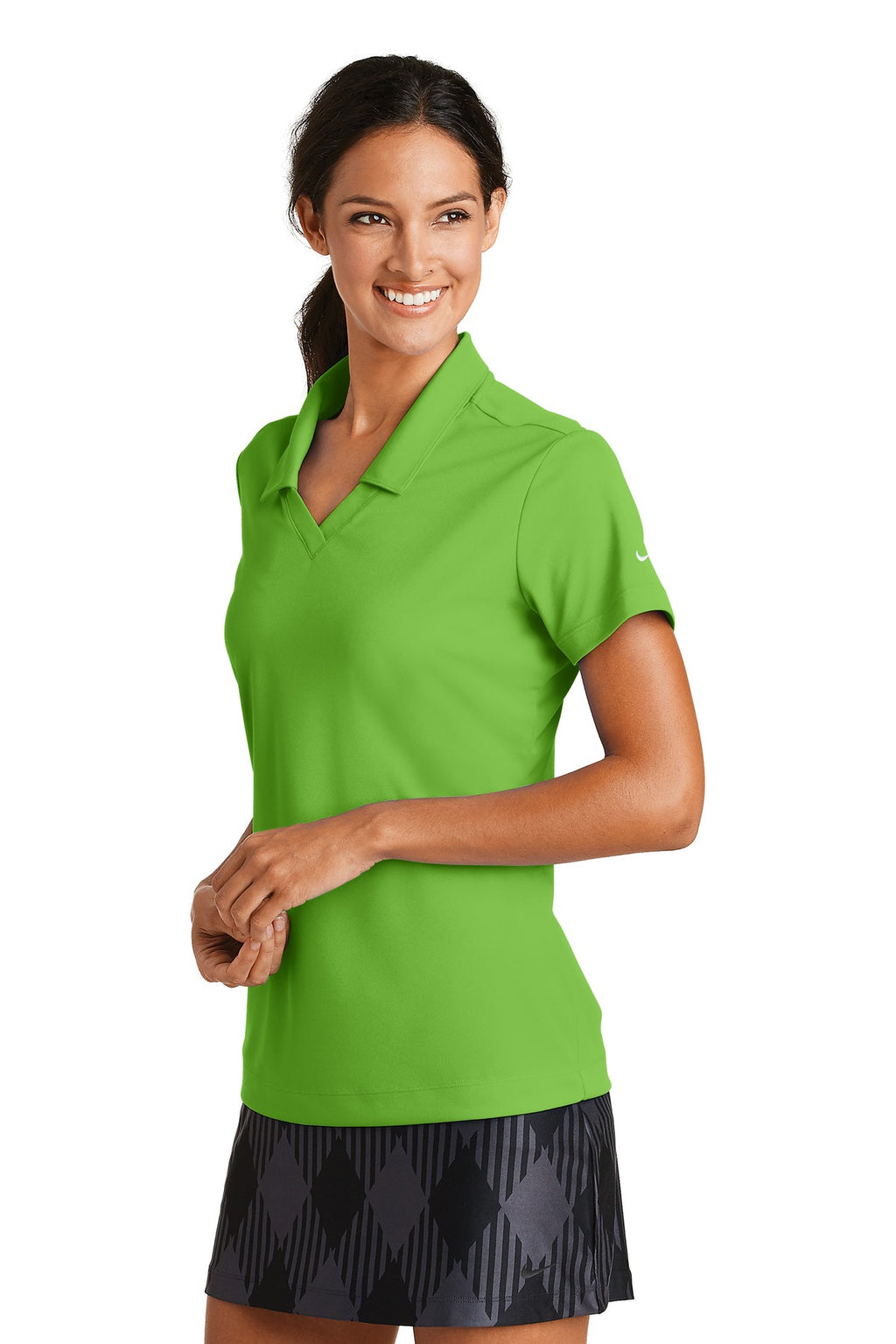 DISCONTINUED Nike Ladies Dri-FIT Micro Pique Polo. 354067 - Mean Green - three_q