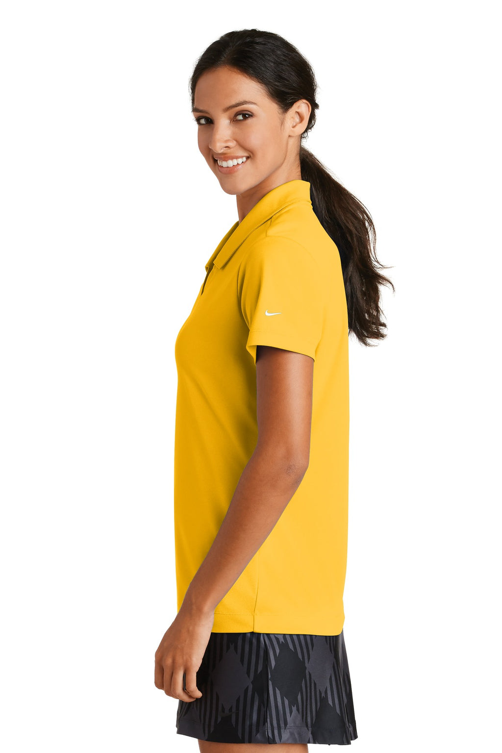 DISCONTINUED Nike Ladies Dri-FIT Micro Pique Polo. 354067 - University Gold - side